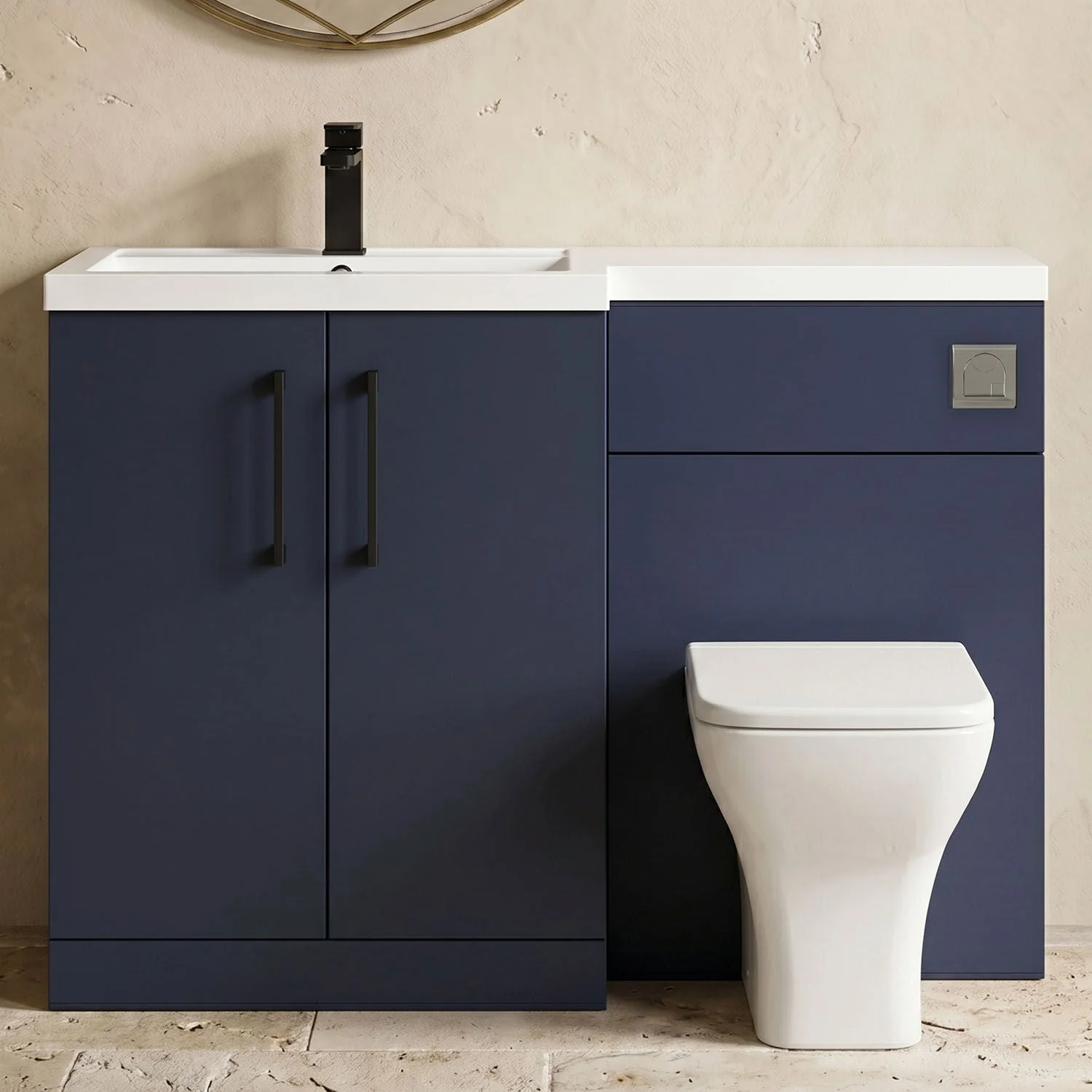 Bramshall Combination Vanity Unit with Basin & WC, Left Hand, 1100mm x 390mm - Choice of Colour and Handle Finish - Image 22