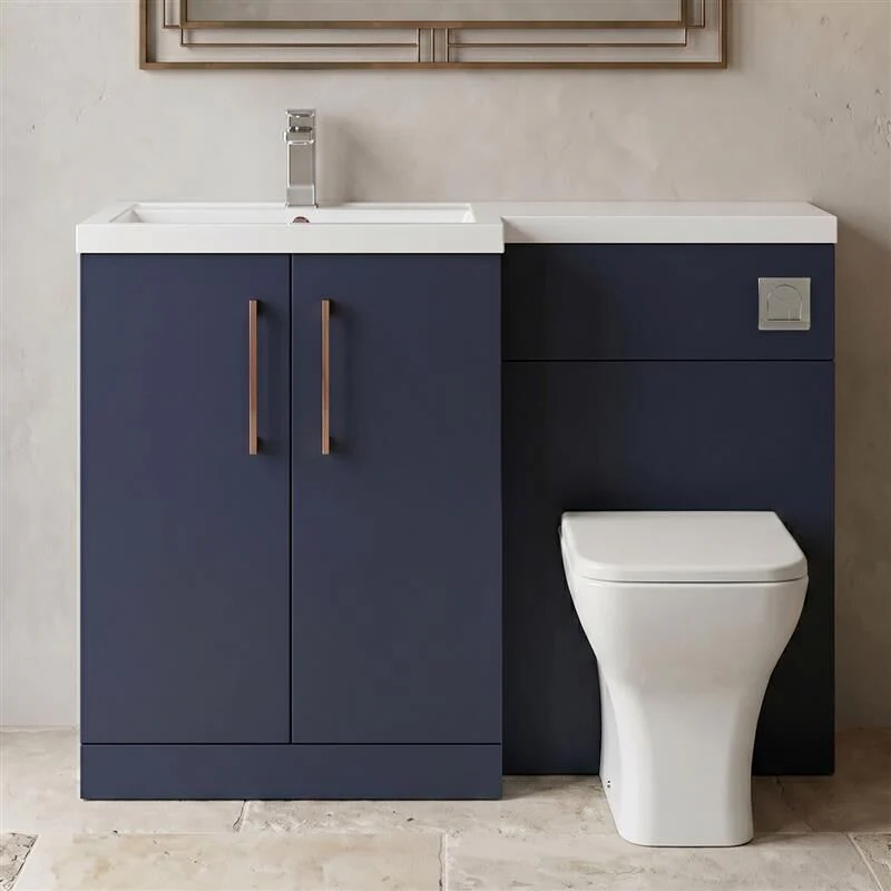 Bramshall Combination Vanity Unit with Basin & WC, Left Hand, 1100mm x 390mm - Choice of Colour and Handle Finish - Image 23