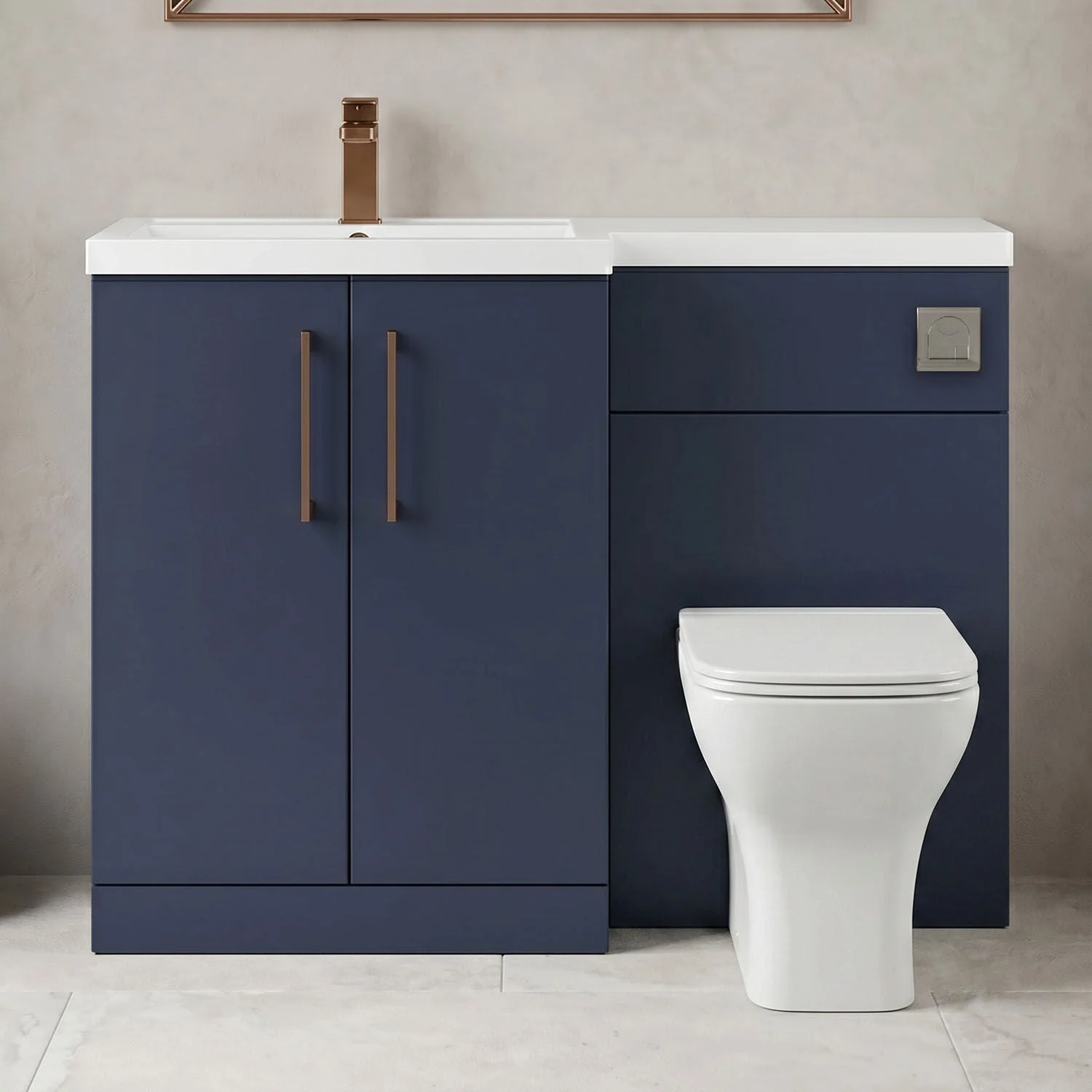 Bramshall Combination Vanity Unit with Basin & WC, Left Hand, 1100mm x 390mm - Choice of Colour and Handle Finish - Image 24