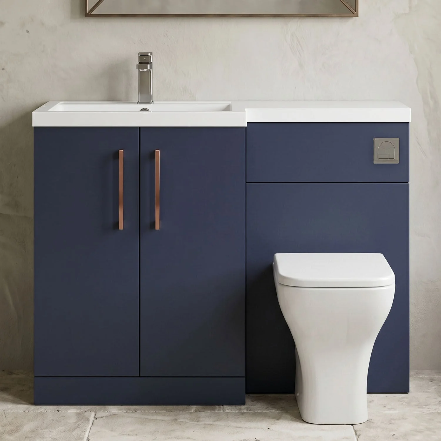 Bramshall Combination Vanity Unit with Basin & WC, Left Hand, 1100mm x 390mm - Choice of Colour and Handle Finish - Image 25