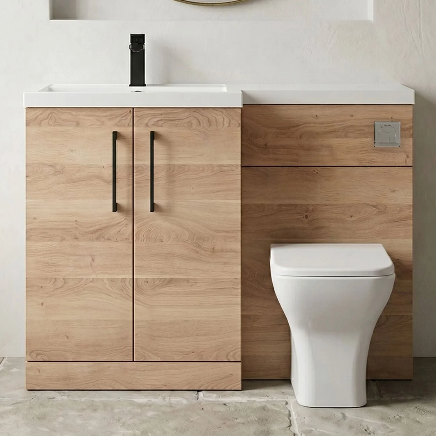 Bramshall Combination Vanity Unit with Basin & WC, Left Hand, 1100mm x 390mm - Choice of Colour and Handle Finish - Image 28