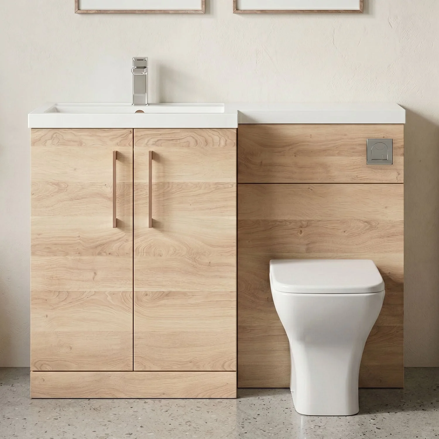 Bramshall Combination Vanity Unit with Basin & WC, Left Hand, 1100mm x 390mm - Choice of Colour and Handle Finish - Image 29