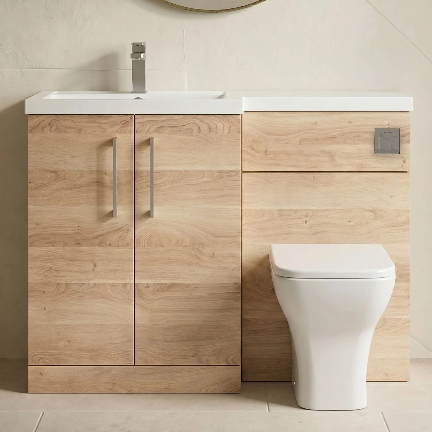Bramshall Combination Vanity Unit with Basin & WC, Left Hand, 1100mm x 390mm - Choice of Colour and Handle Finish - Image 31