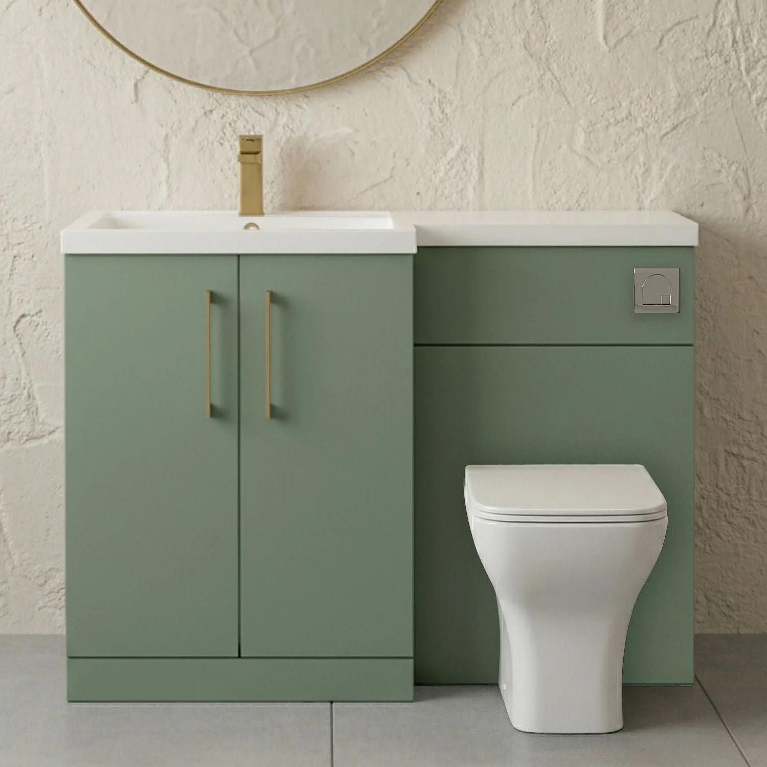 Bramshall Combination Vanity Unit with Basin & WC, Left Hand, 1100mm x 390mm - Choice of Colour and Handle Finish - Image 44