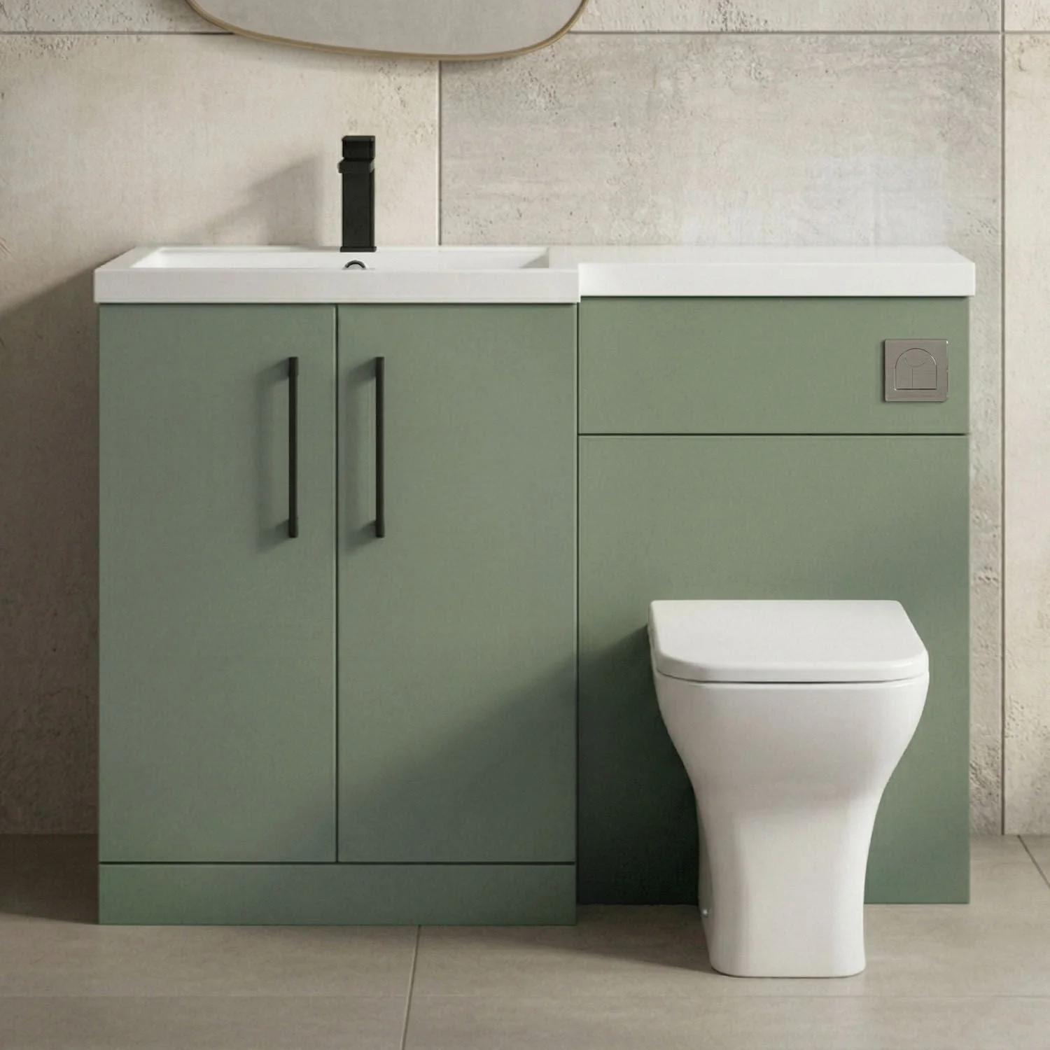 Bramshall Combination Vanity Unit with Basin & WC, Left Hand, 1100mm x 390mm - Choice of Colour and Handle Finish - Image 45