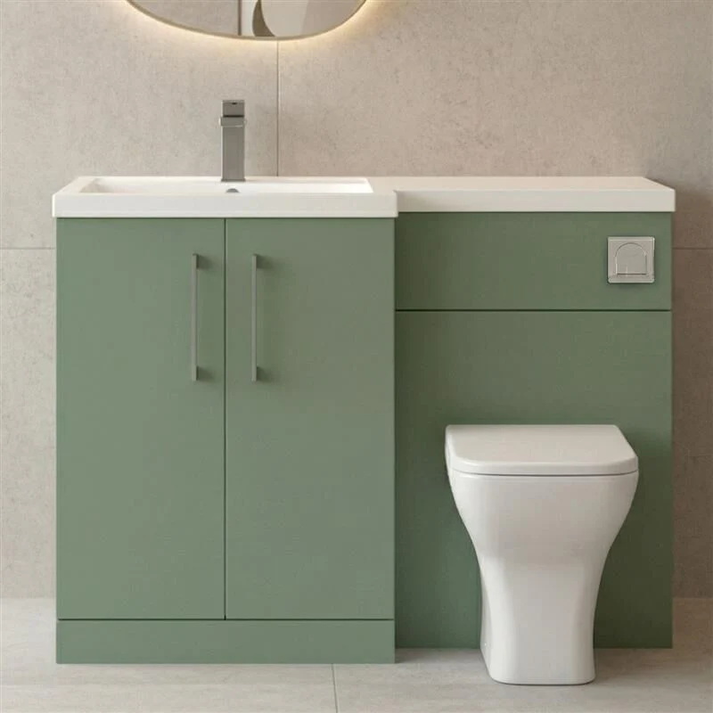 Bramshall Combination Vanity Unit with Basin & WC, Left Hand, 1100mm x 390mm - Choice of Colour and Handle Finish - Image 48
