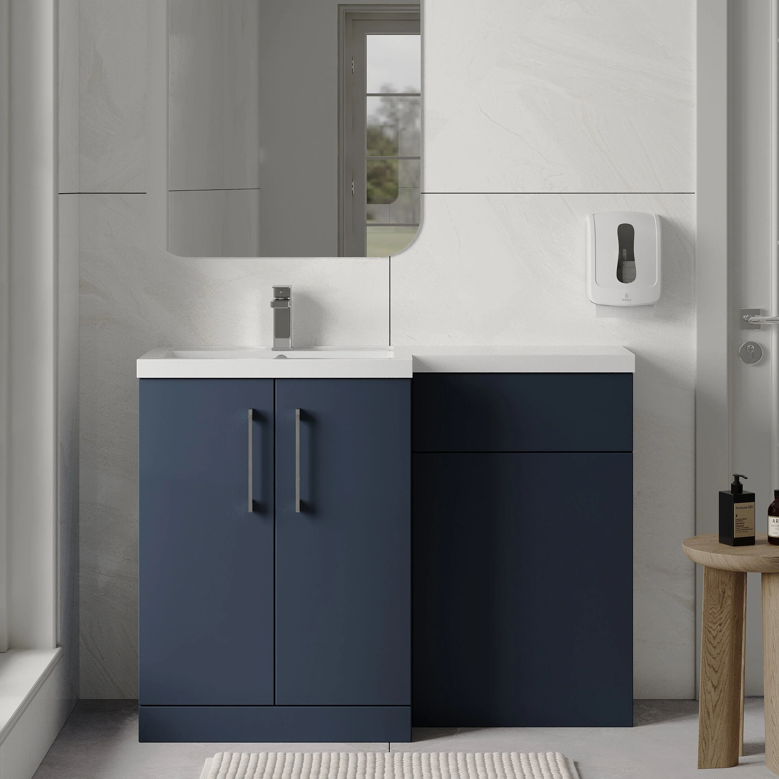 Bramshall Combination Vanity Unit with Basin & WC, Left Hand, 1100mm x 390mm - Choice of Colour and Handle Finish - Image 62