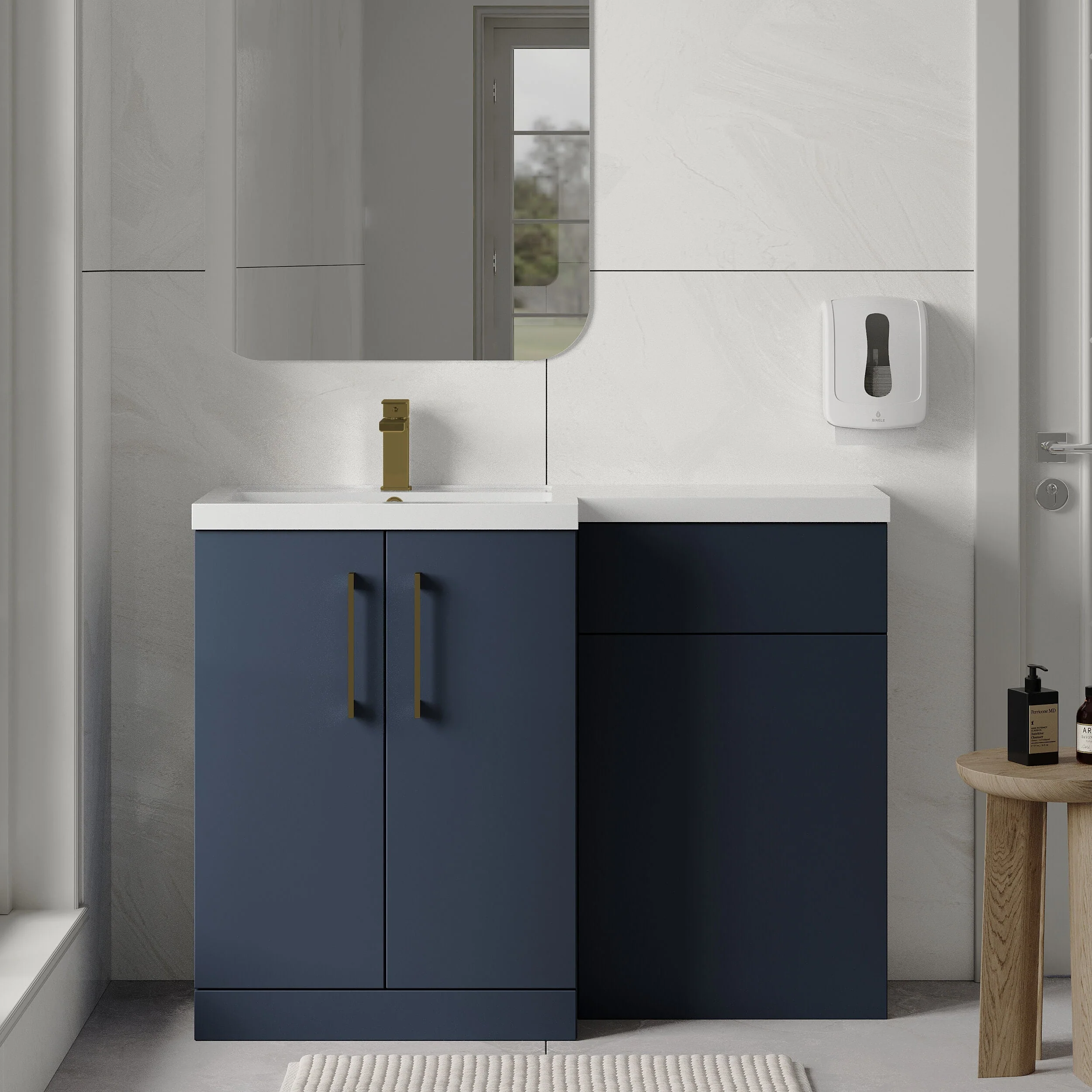 Bramshall Combination Vanity Unit with Basin & WC, Left Hand, 1100mm x 390mm - Choice of Colour and Handle Finish - Image 63
