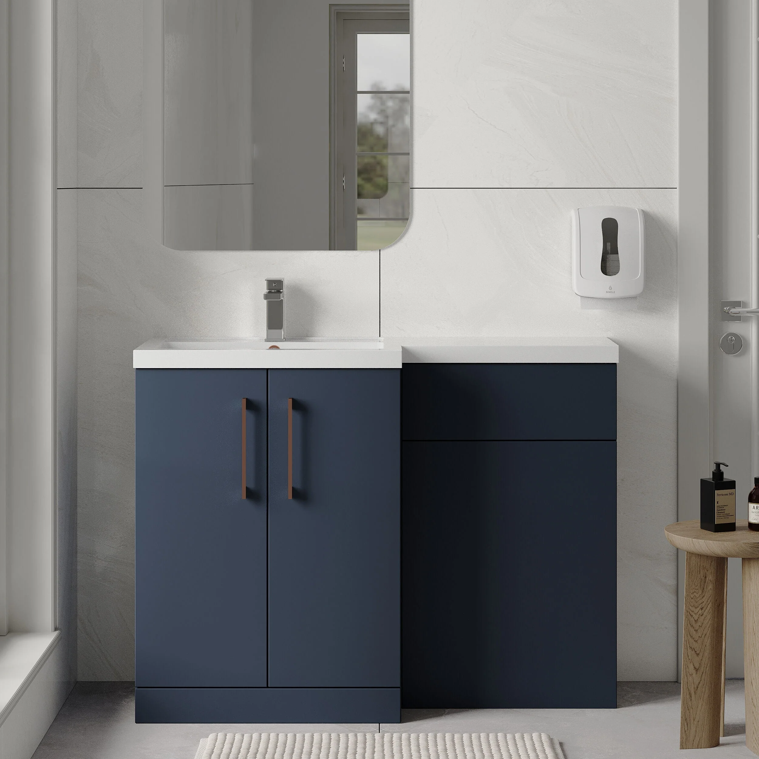 Bramshall Combination Vanity Unit with Basin & WC, Left Hand, 1100mm x 390mm - Choice of Colour and Handle Finish - Image 64