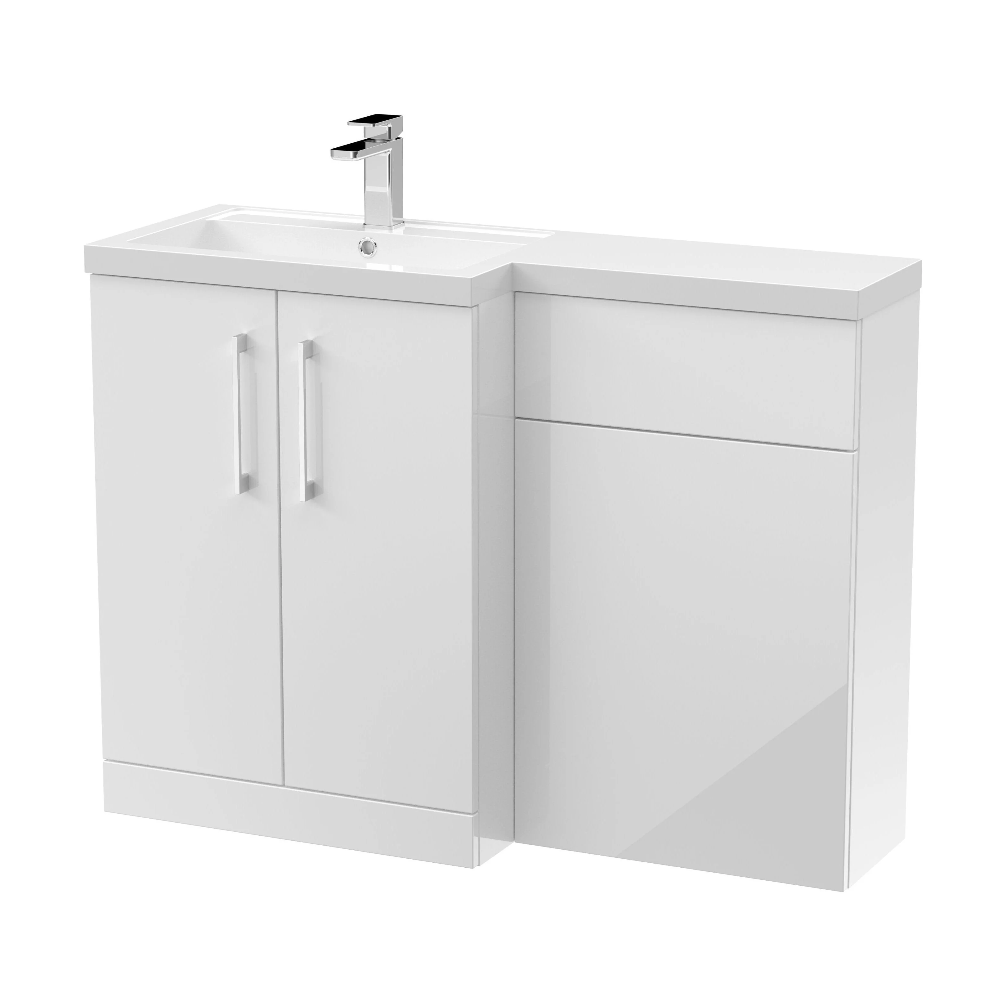 Bramshall Combination Vanity Unit with Basin & WC, Left Hand, 1100mm x 390mm - Choice of Colour and Handle Finish - Image 92