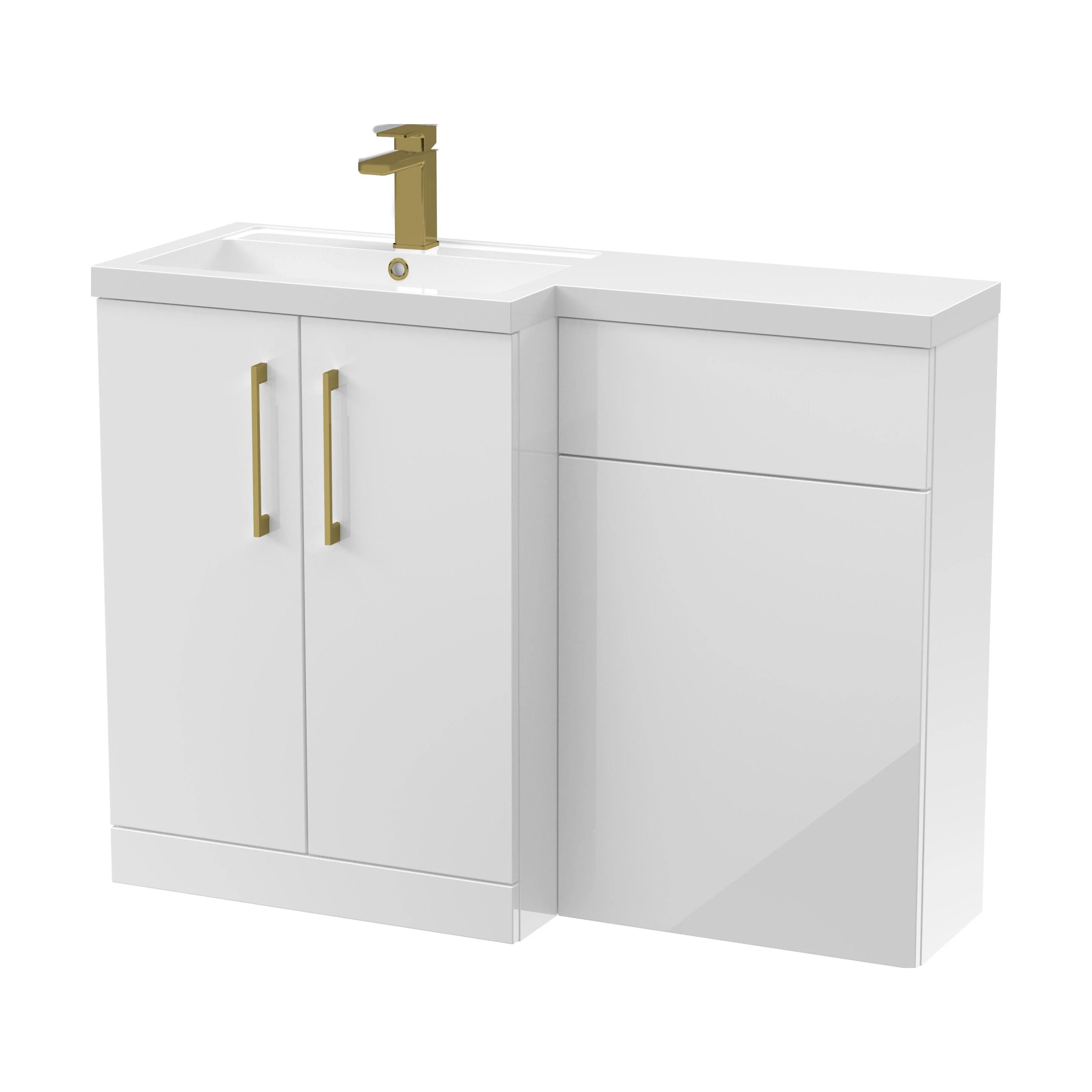 Bramshall Combination Vanity Unit with Basin & WC, Left Hand, 1100mm x 390mm - Choice of Colour and Handle Finish - Image 93