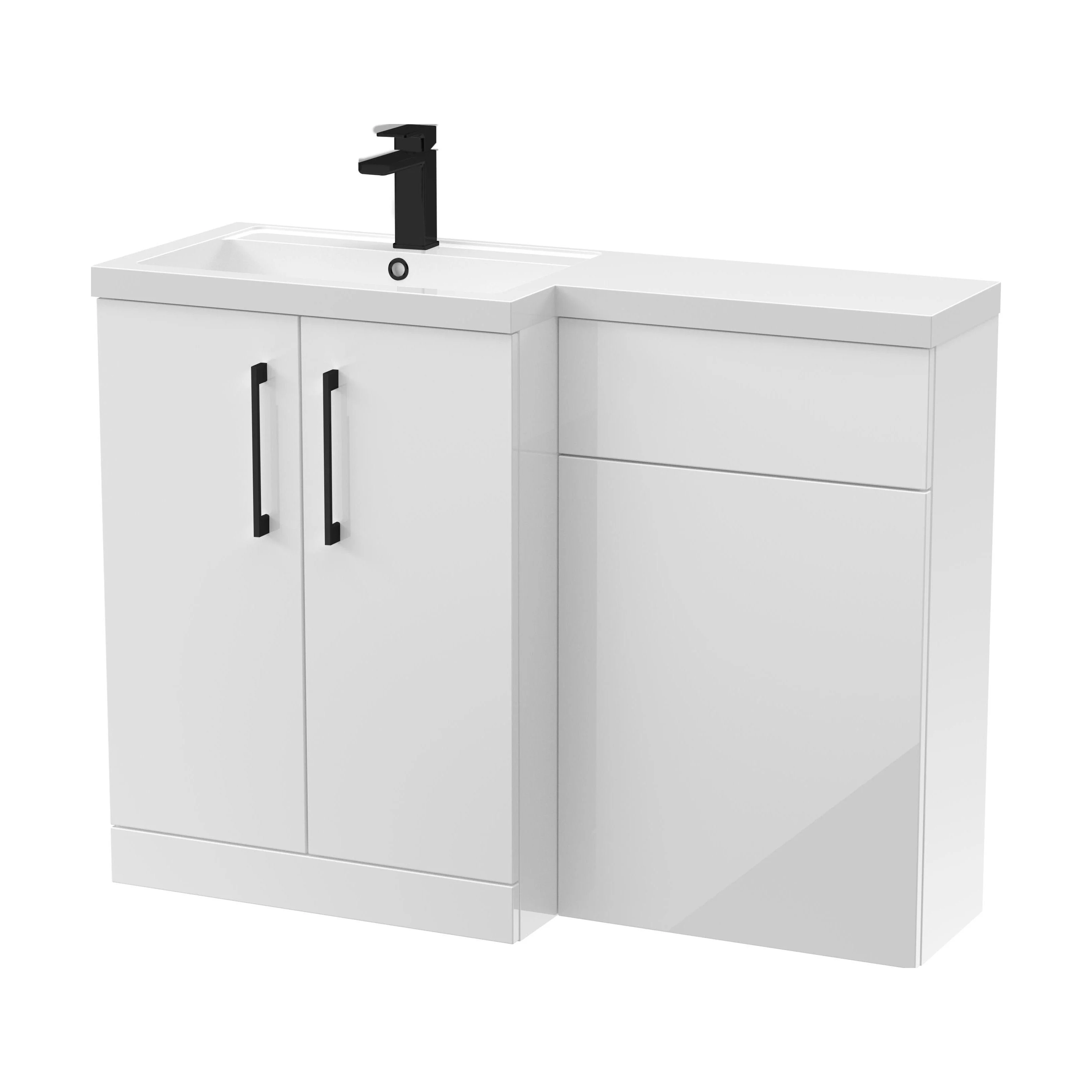 Bramshall Combination Vanity Unit with Basin & WC, Left Hand, 1100mm x 390mm - Choice of Colour and Handle Finish - Image 94
