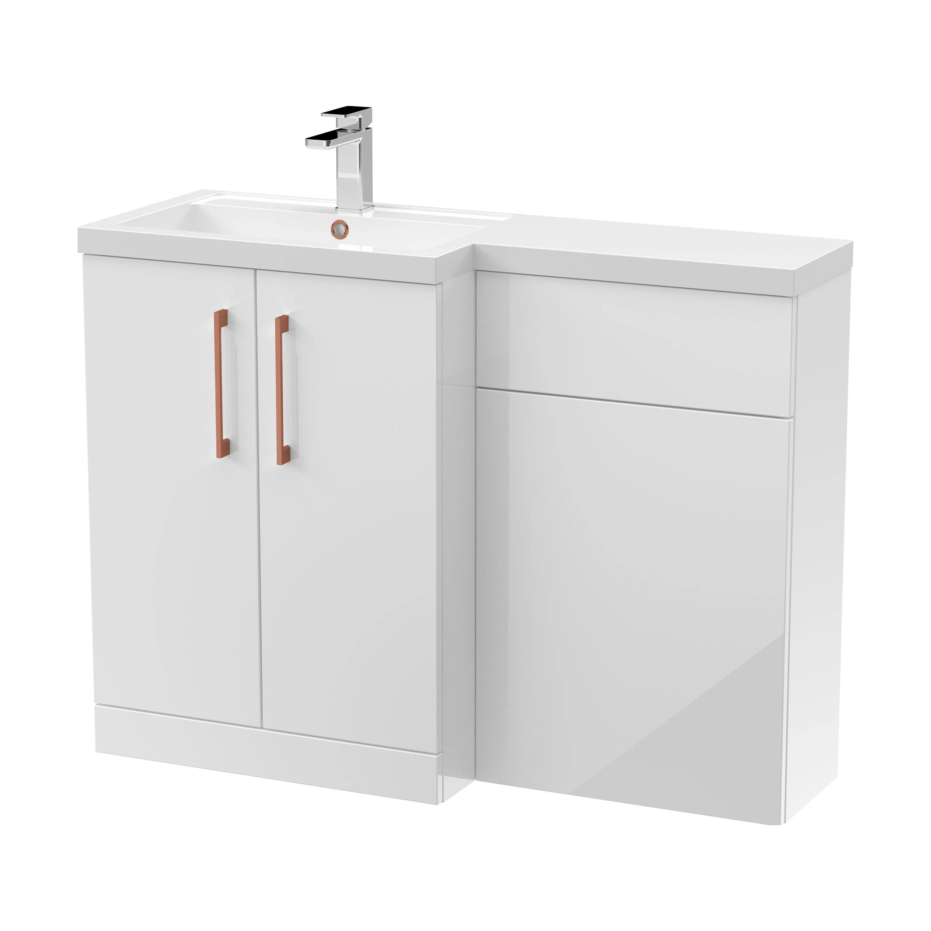 Bramshall Combination Vanity Unit with Basin & WC, Left Hand, 1100mm x 390mm - Choice of Colour and Handle Finish - Image 95