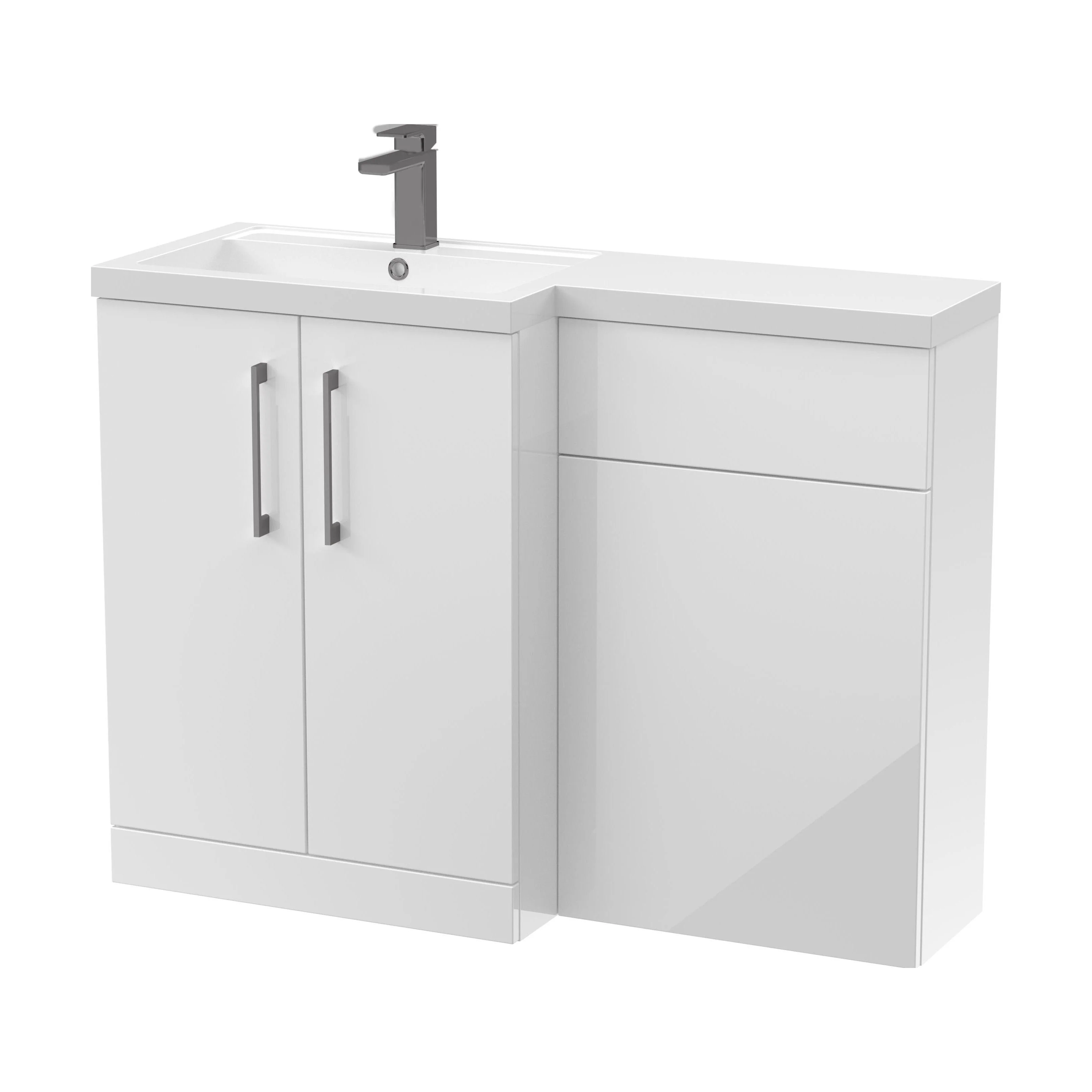 Bramshall Combination Vanity Unit with Basin & WC, Left Hand, 1100mm x 390mm - Choice of Colour and Handle Finish - Image 97