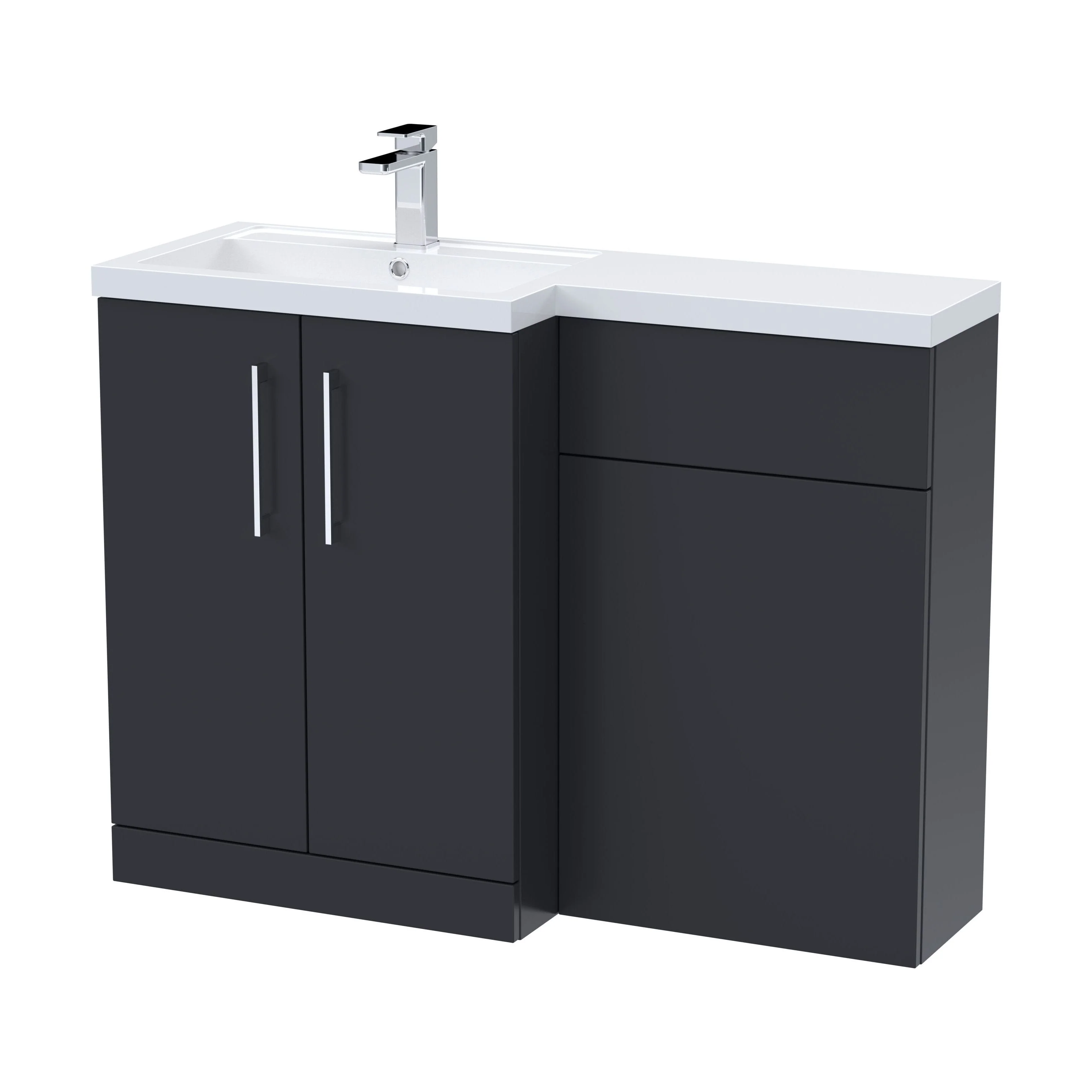 Bramshall Combination Vanity Unit with Basin & WC, Left Hand, 1100mm x 390mm - Choice of Colour and Handle Finish - Image 98