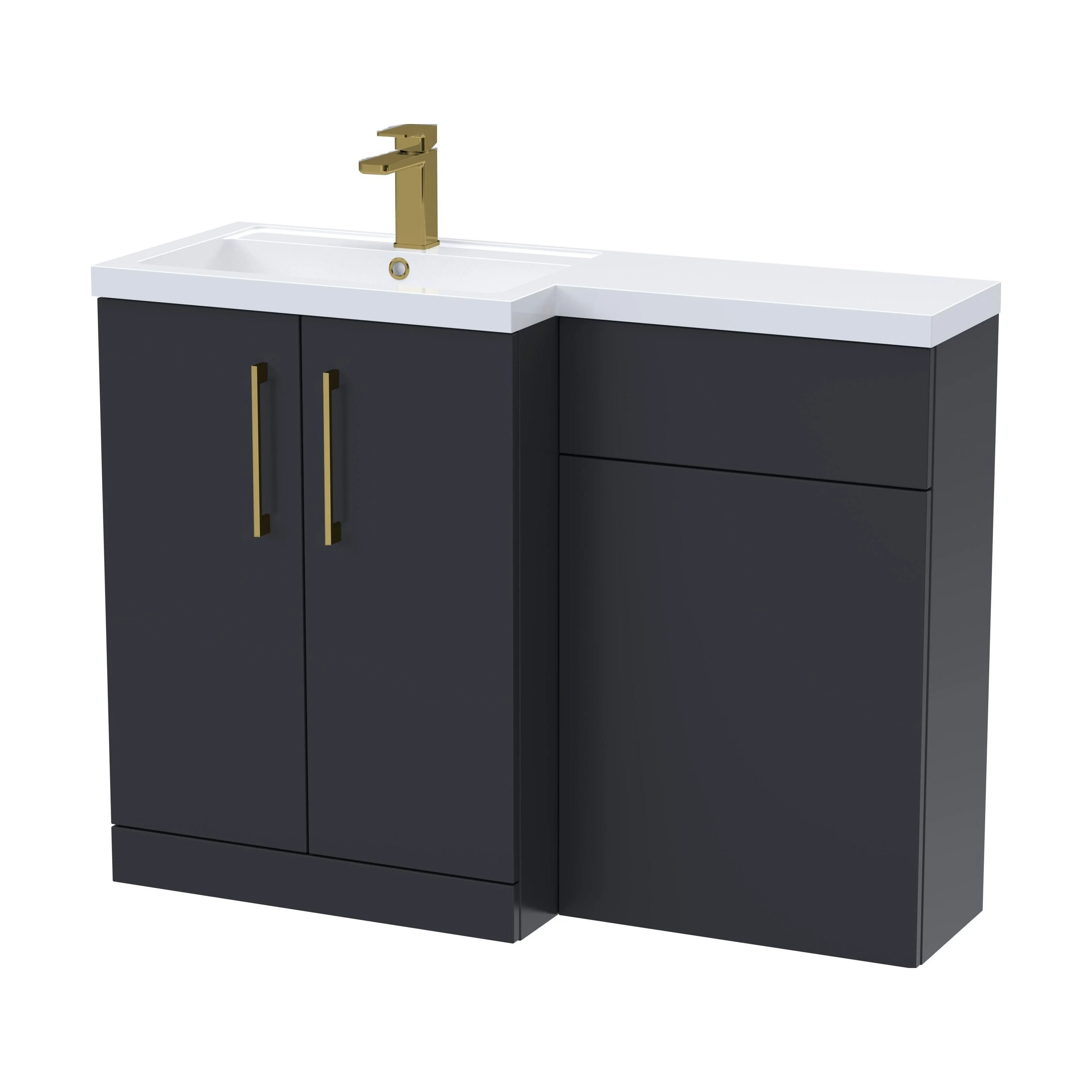 Bramshall Combination Vanity Unit with Basin & WC, Left Hand, 1100mm x 390mm - Choice of Colour and Handle Finish - Image 99