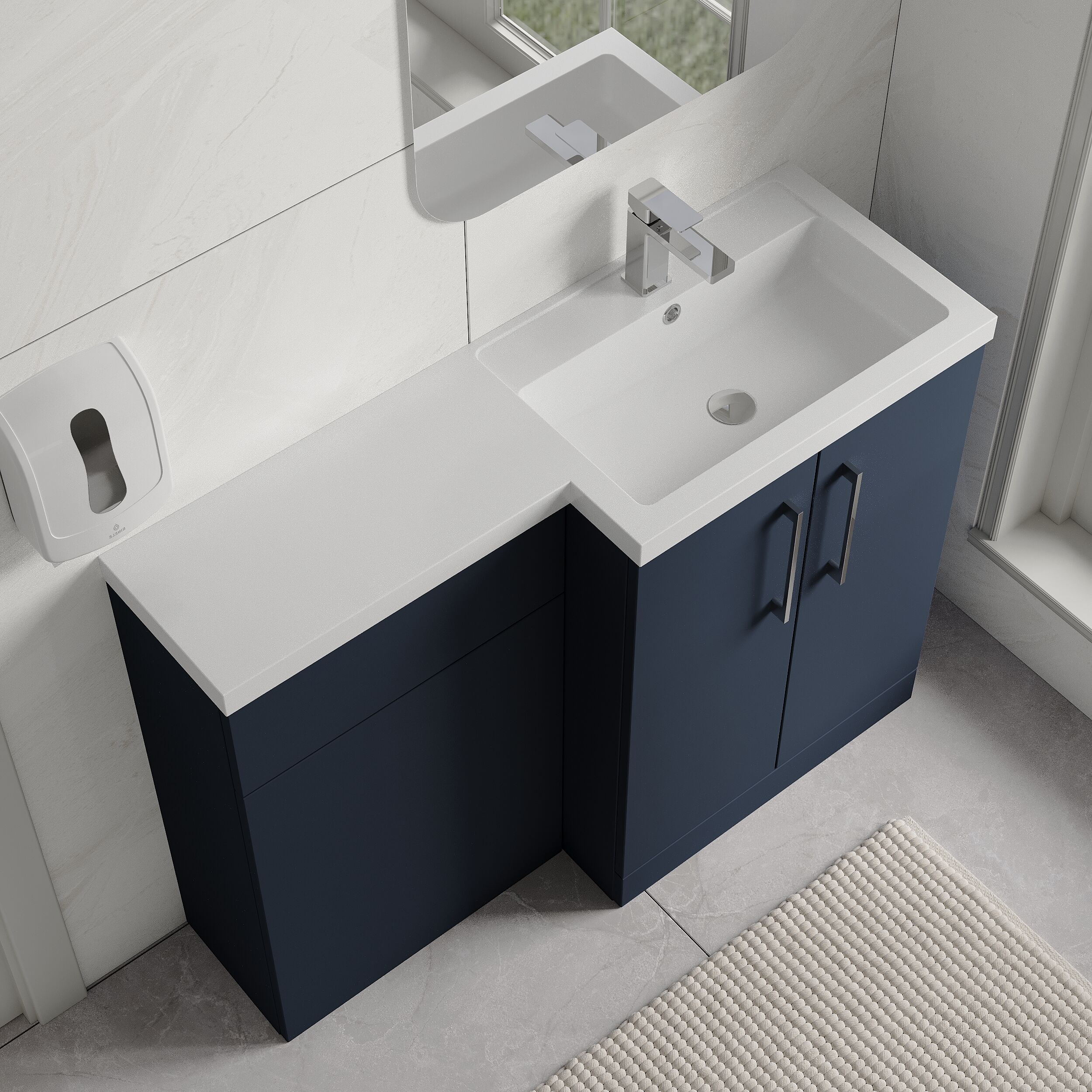 Bramshall Combination Vanity Unit with Basin & WC, Right Hand, 1100mm x 390mm - Choice of Colour and Handle Finish - Image 106