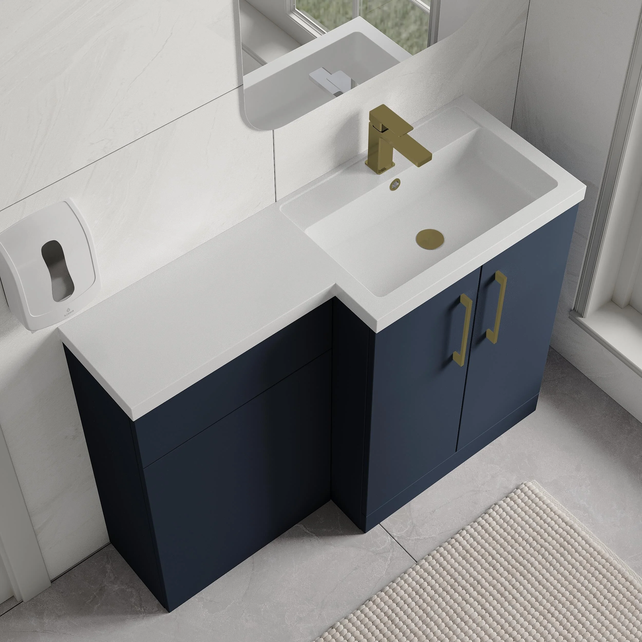 Bramshall Combination Vanity Unit with Basin & WC, Right Hand, 1100mm x 390mm - Choice of Colour and Handle Finish - Image 107