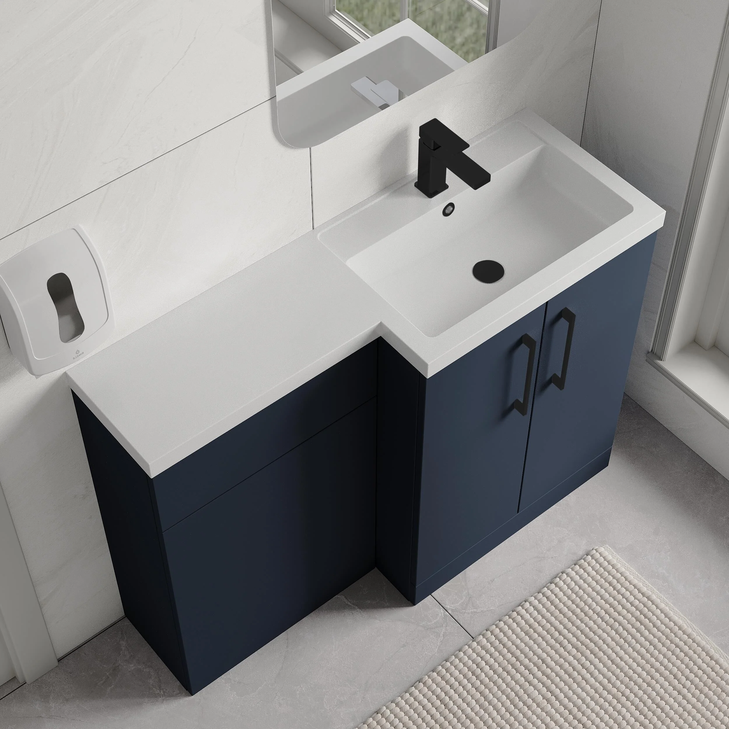 Bramshall Combination Vanity Unit with Basin & WC, Right Hand, 1100mm x 390mm - Choice of Colour and Handle Finish - Image 108