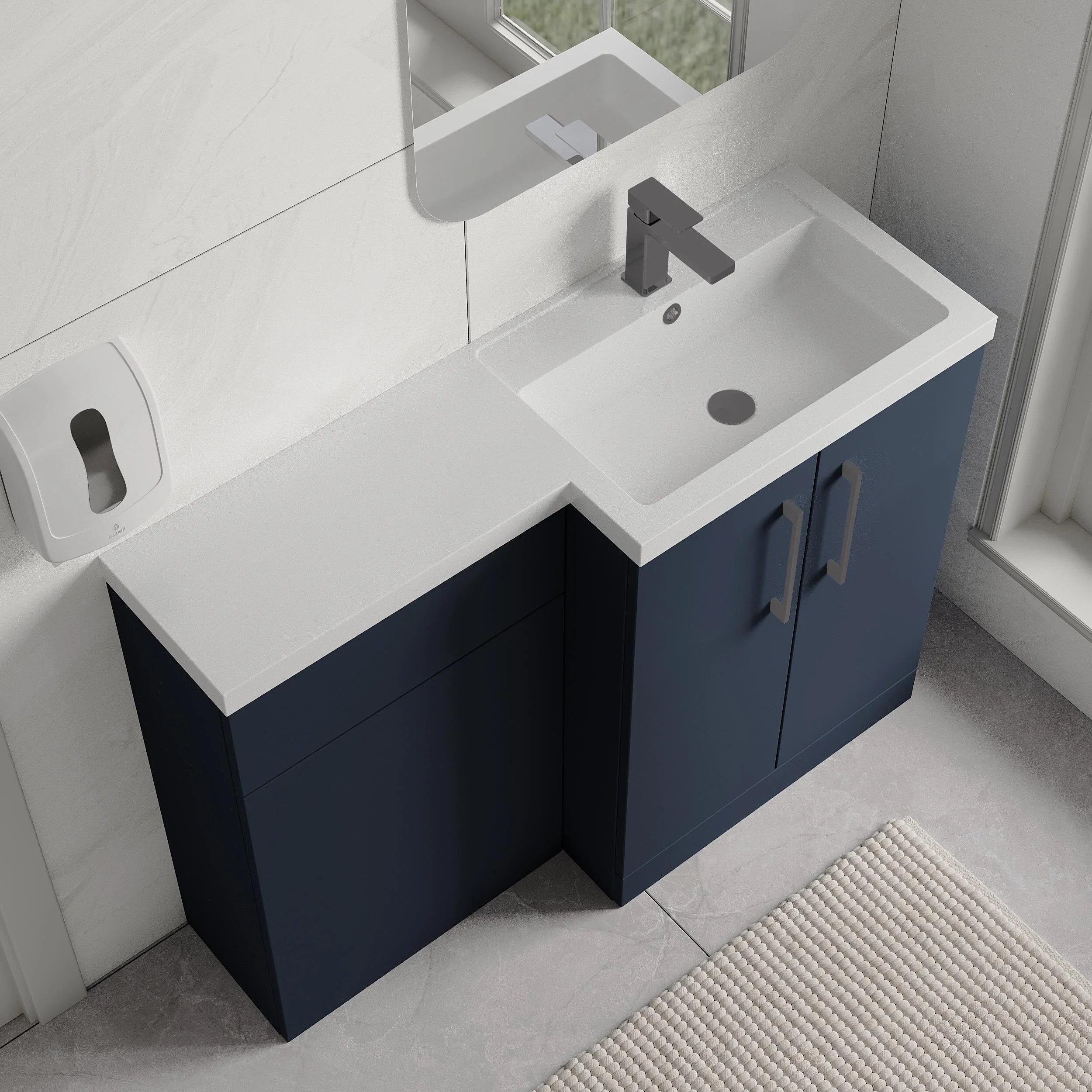 Bramshall Combination Vanity Unit with Basin & WC, Right Hand, 1100mm x 390mm - Choice of Colour and Handle Finish - Image 111