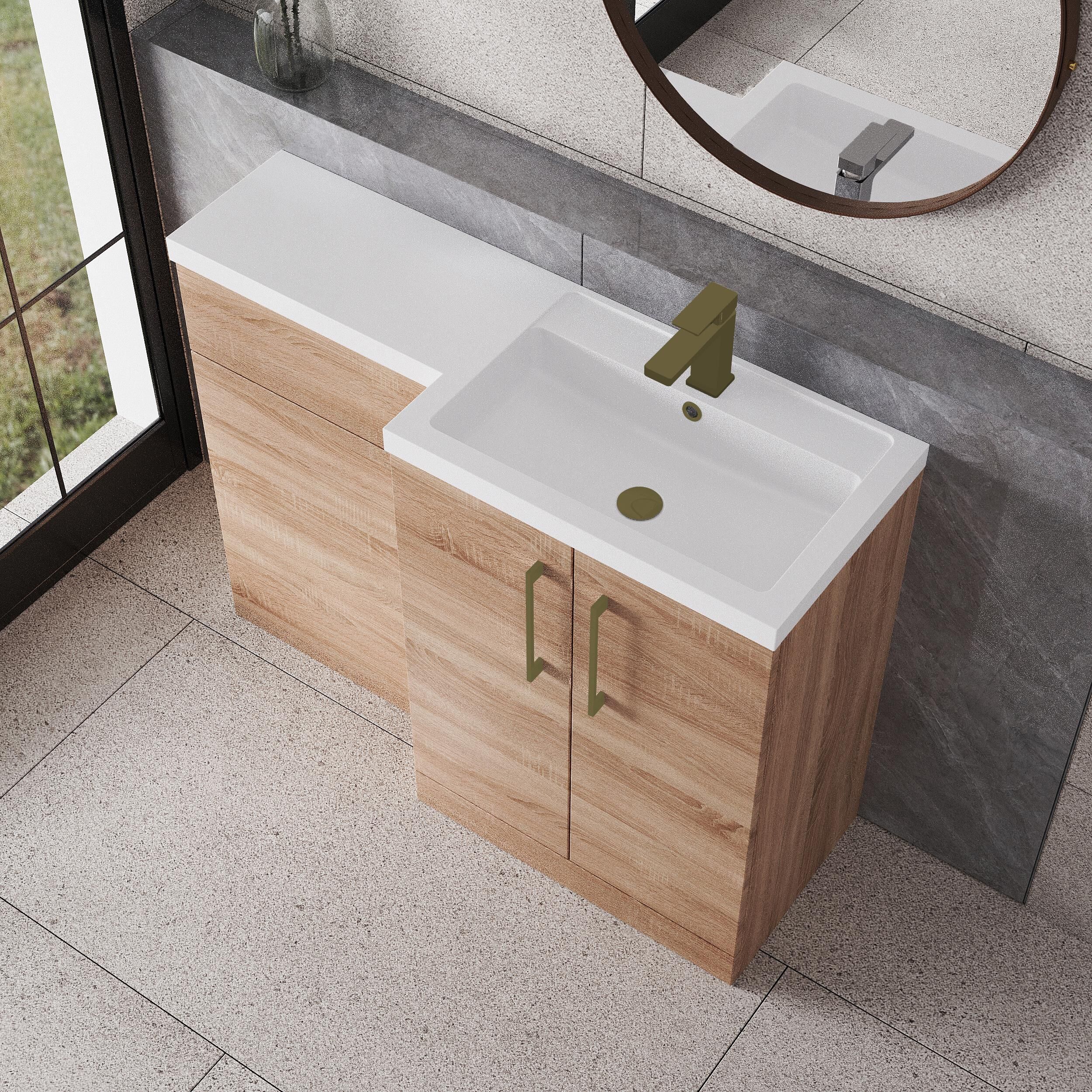 Bramshall Combination Vanity Unit with Basin & WC, Right Hand, 1100mm x 390mm - Choice of Colour and Handle Finish - Image 113