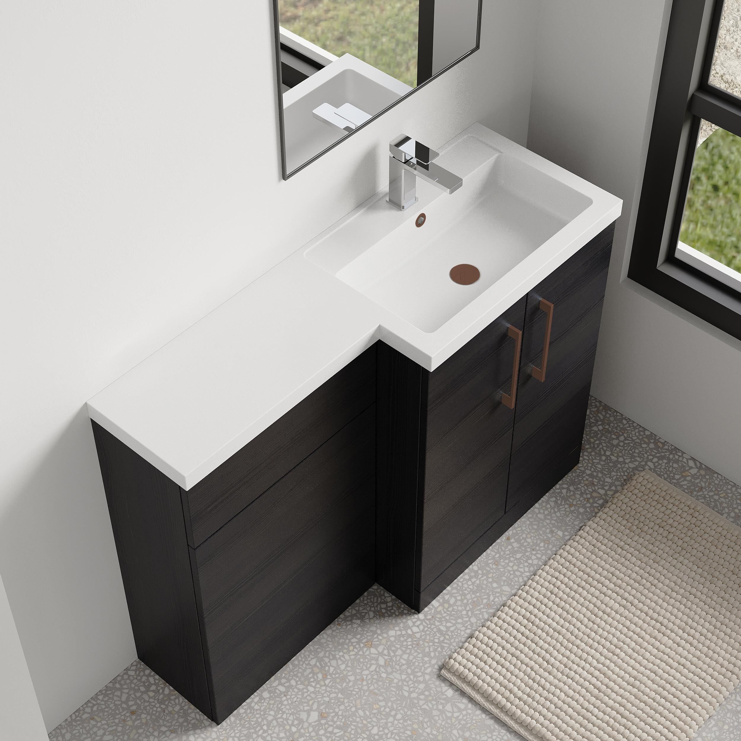 Bramshall Combination Vanity Unit with Basin & WC, Right Hand, 1100mm x 390mm - Choice of Colour and Handle Finish - Image 127