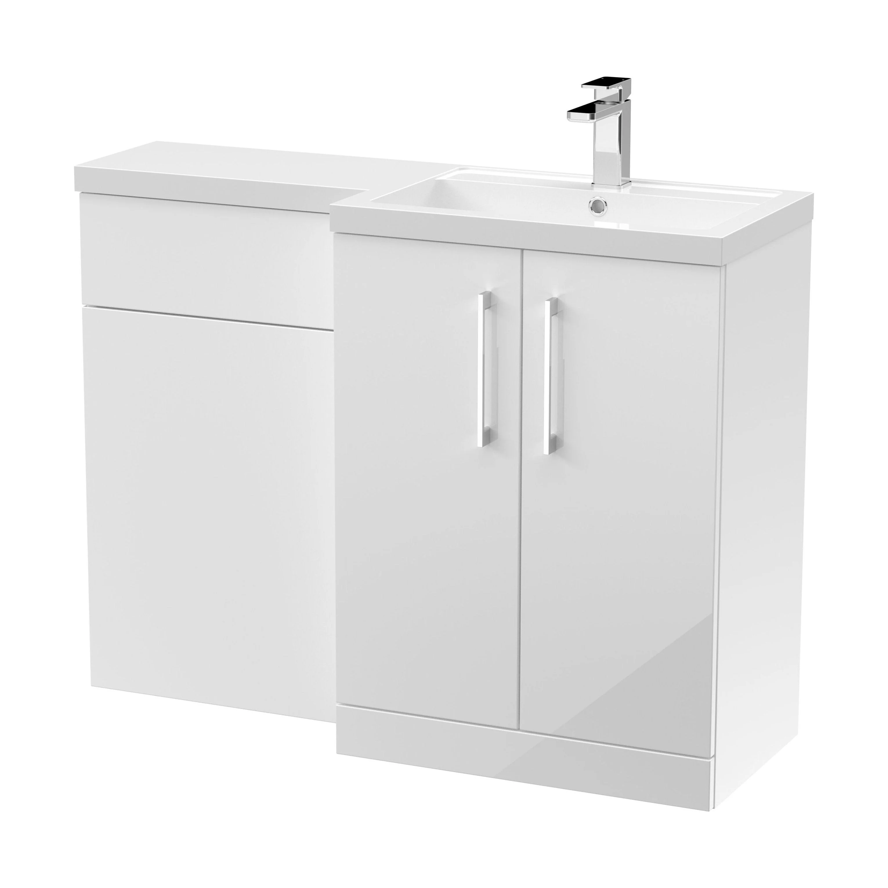 Bramshall Combination Vanity Unit with Basin & WC, Right Hand, 1100mm x 390mm - Choice of Colour and Handle Finish - Image 136