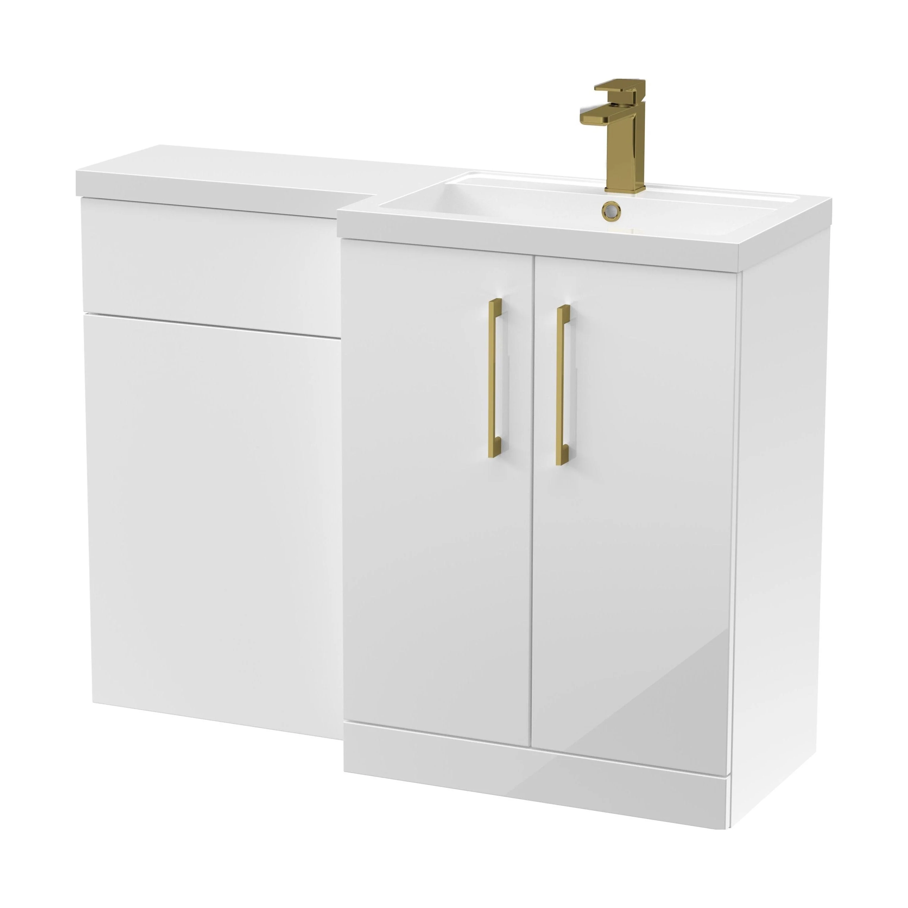 Bramshall Combination Vanity Unit with Basin & WC, Right Hand, 1100mm x 390mm - Choice of Colour and Handle Finish - Image 137