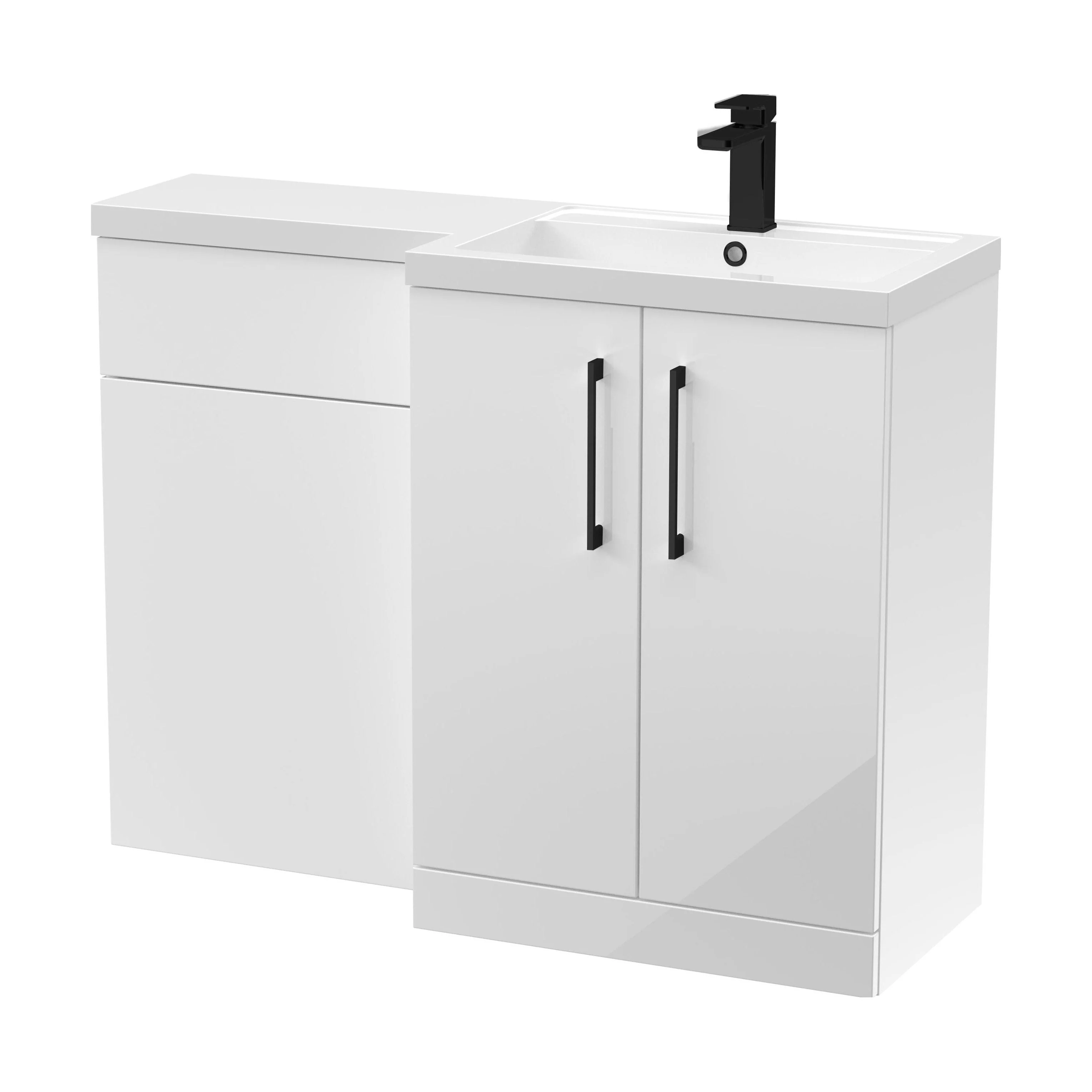 Bramshall Combination Vanity Unit with Basin & WC, Right Hand, 1100mm x 390mm - Choice of Colour and Handle Finish - Image 138