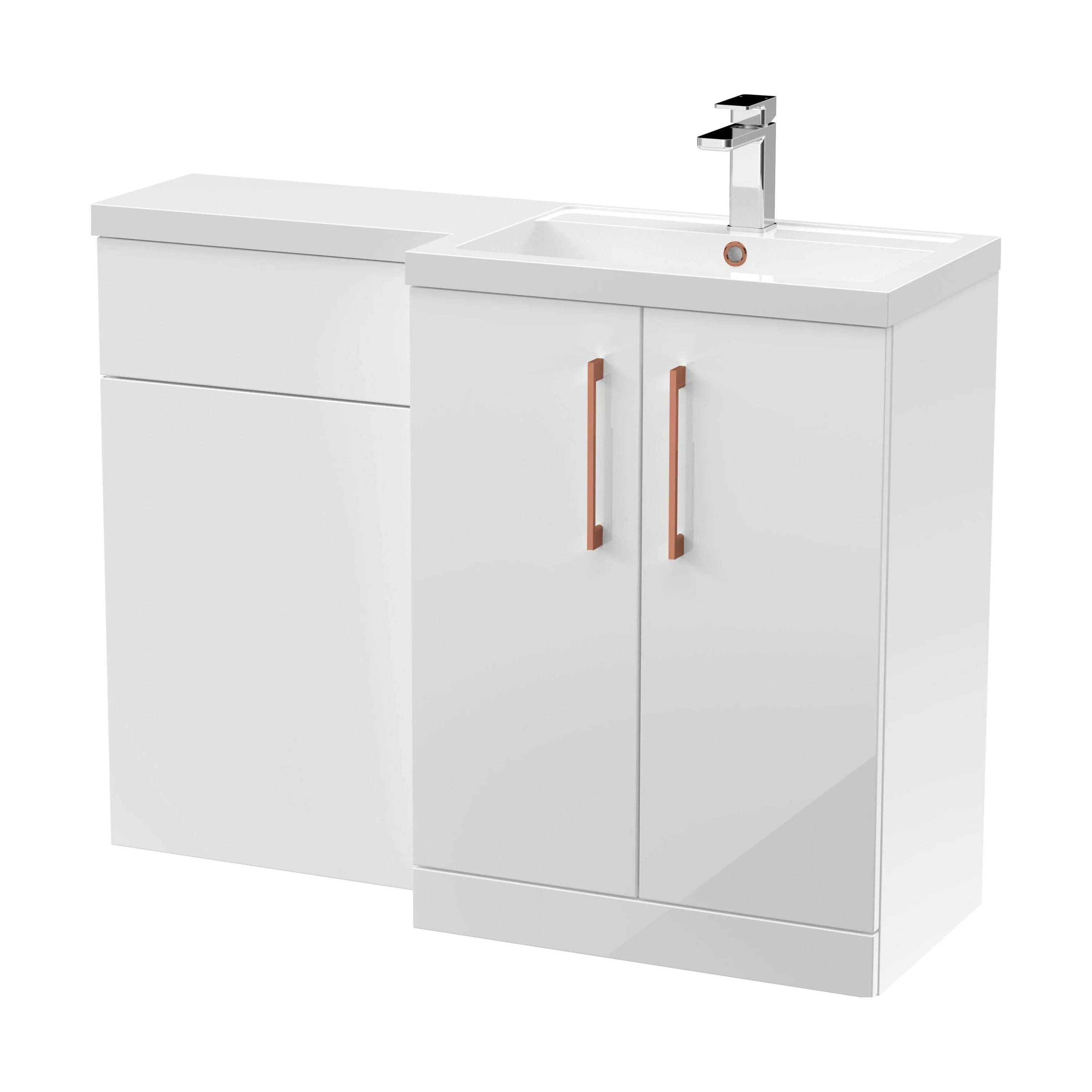 Bramshall Combination Vanity Unit with Basin & WC, Right Hand, 1100mm x 390mm - Choice of Colour and Handle Finish - Image 139