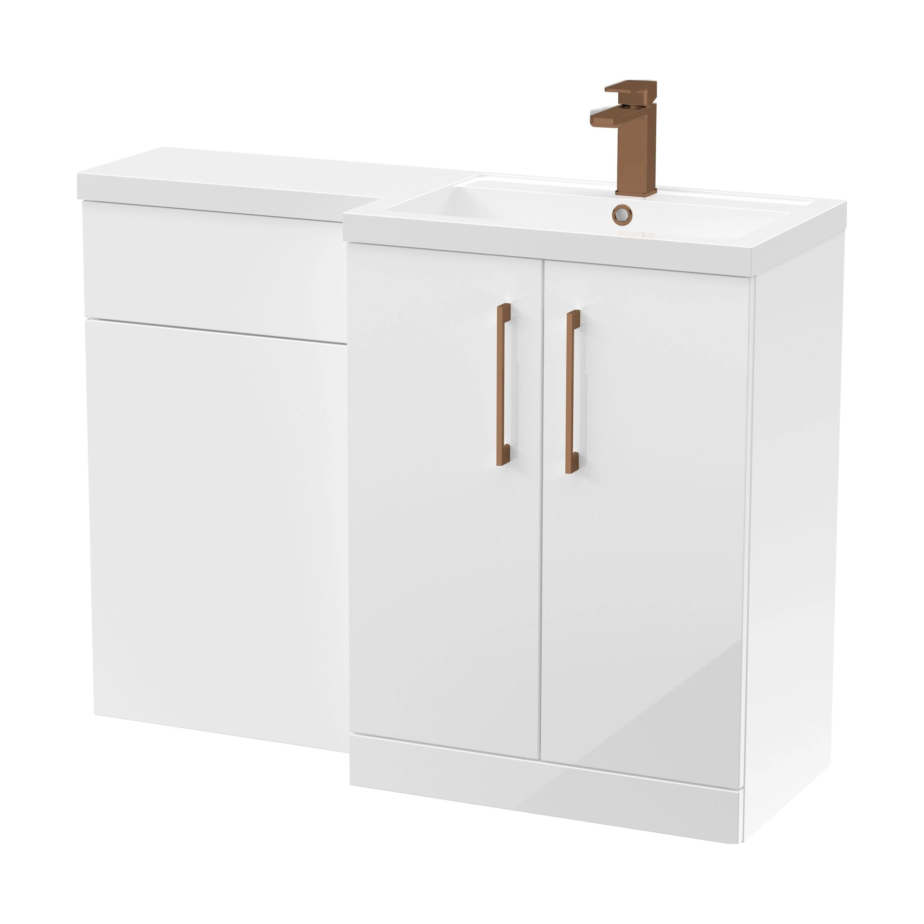 Bramshall Combination Vanity Unit with Basin & WC, Right Hand, 1100mm x 390mm - Choice of Colour and Handle Finish - Image 140