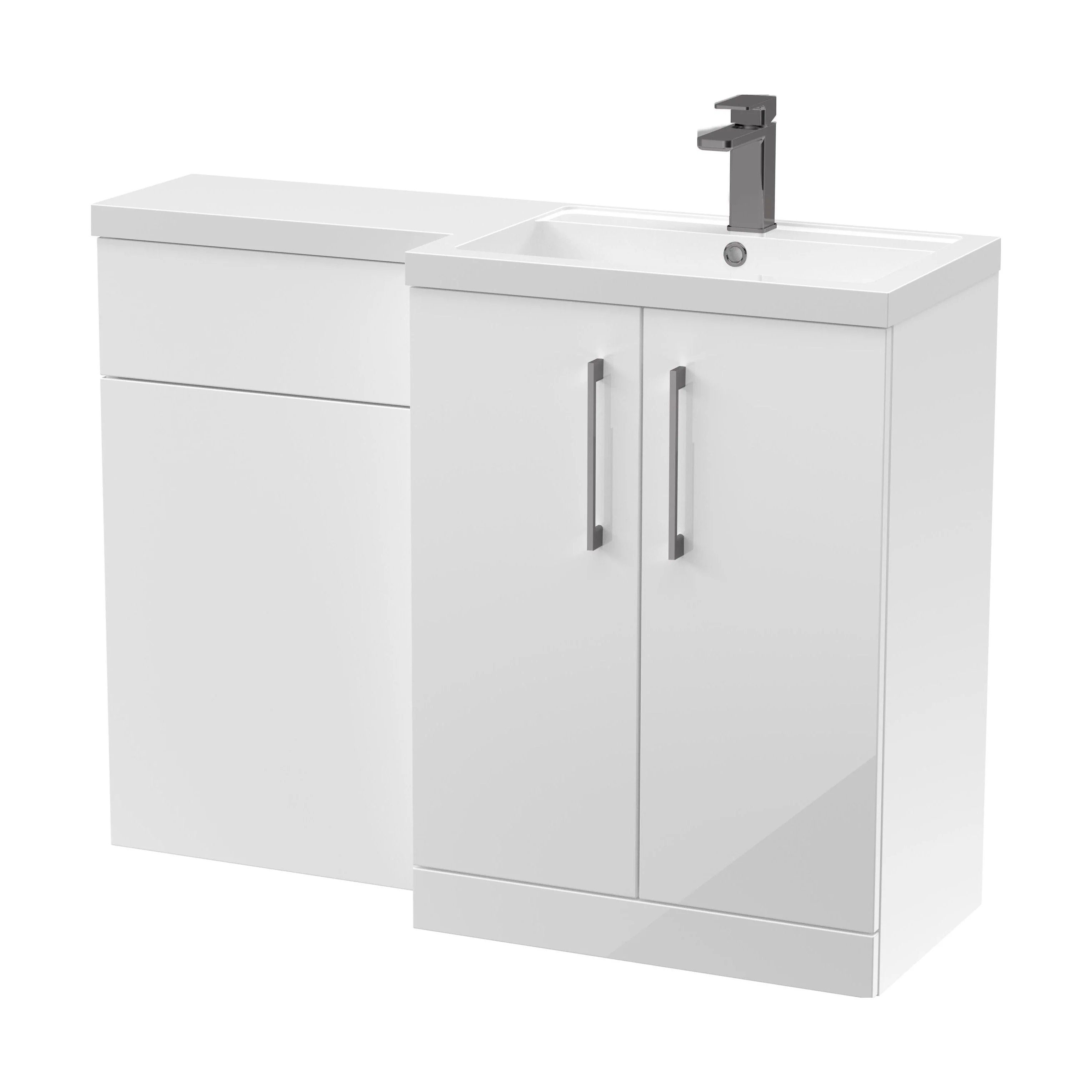 Bramshall Combination Vanity Unit with Basin & WC, Right Hand, 1100mm x 390mm - Choice of Colour and Handle Finish - Image 141