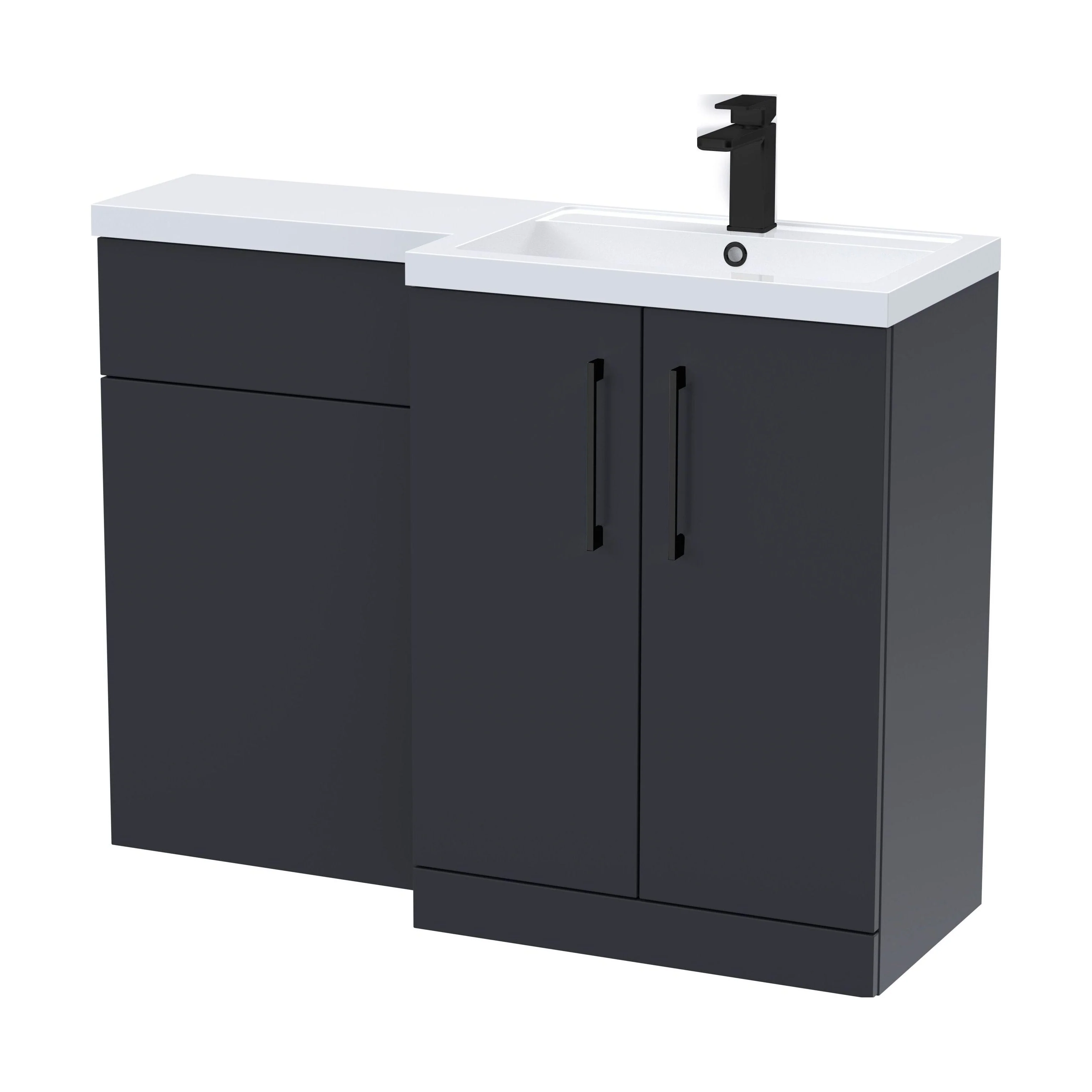 Bramshall Combination Vanity Unit with Basin & WC, Right Hand, 1100mm x 390mm - Choice of Colour and Handle Finish - Image 144
