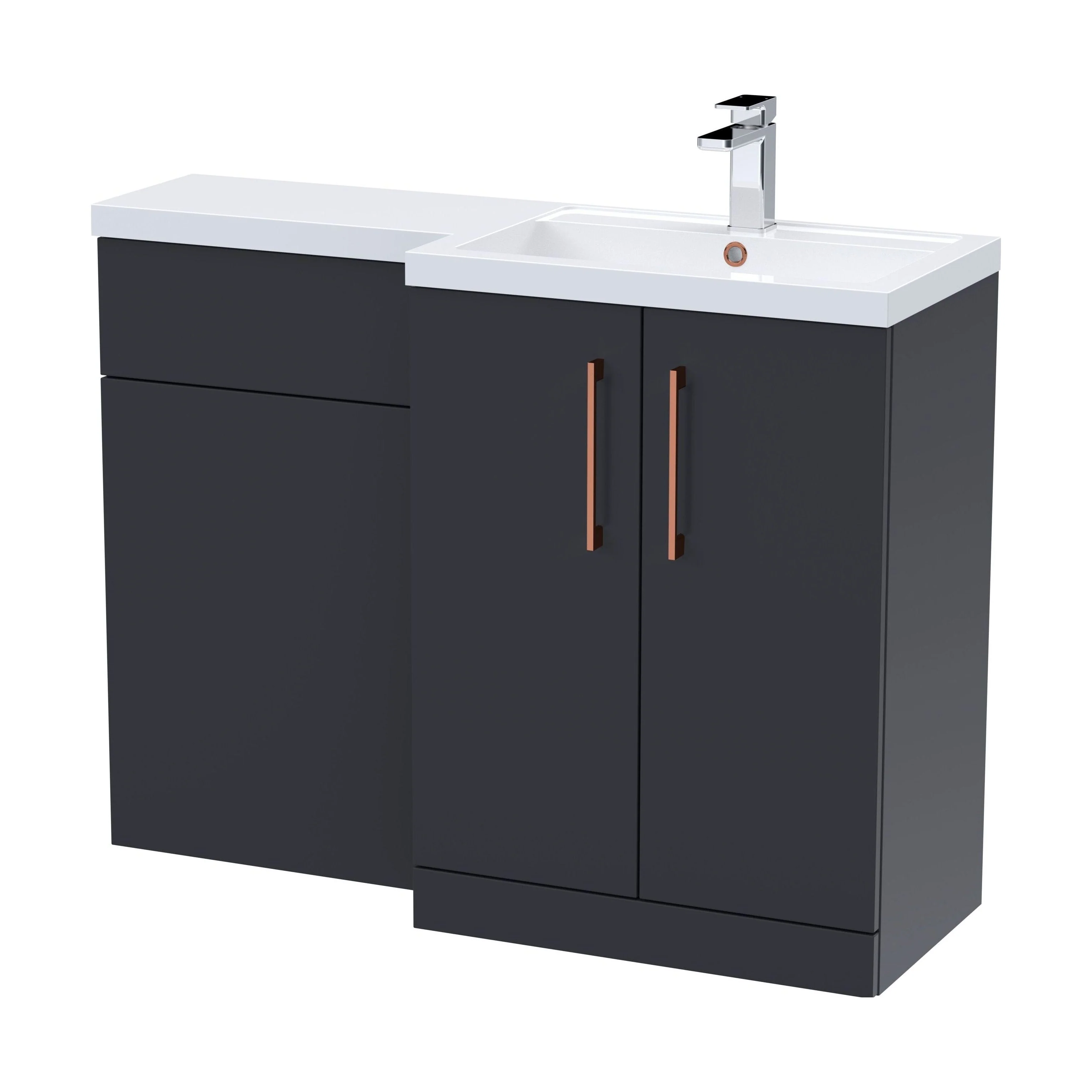 Bramshall Combination Vanity Unit with Basin & WC, Right Hand, 1100mm x 390mm - Choice of Colour and Handle Finish - Image 145