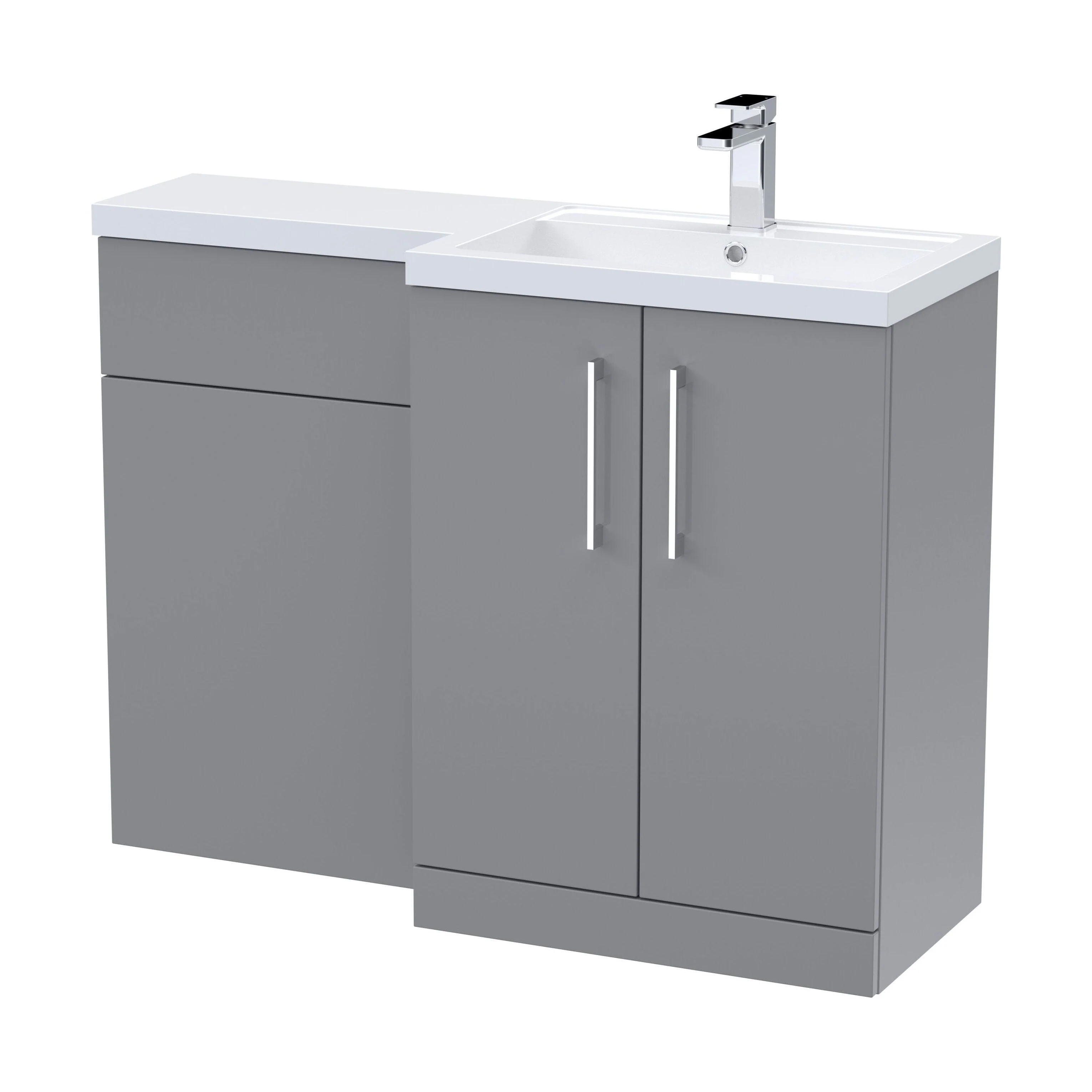 Bramshall Combination Vanity Unit with Basin & WC, Right Hand, 1100mm x 390mm - Choice of Colour and Handle Finish - Image 148