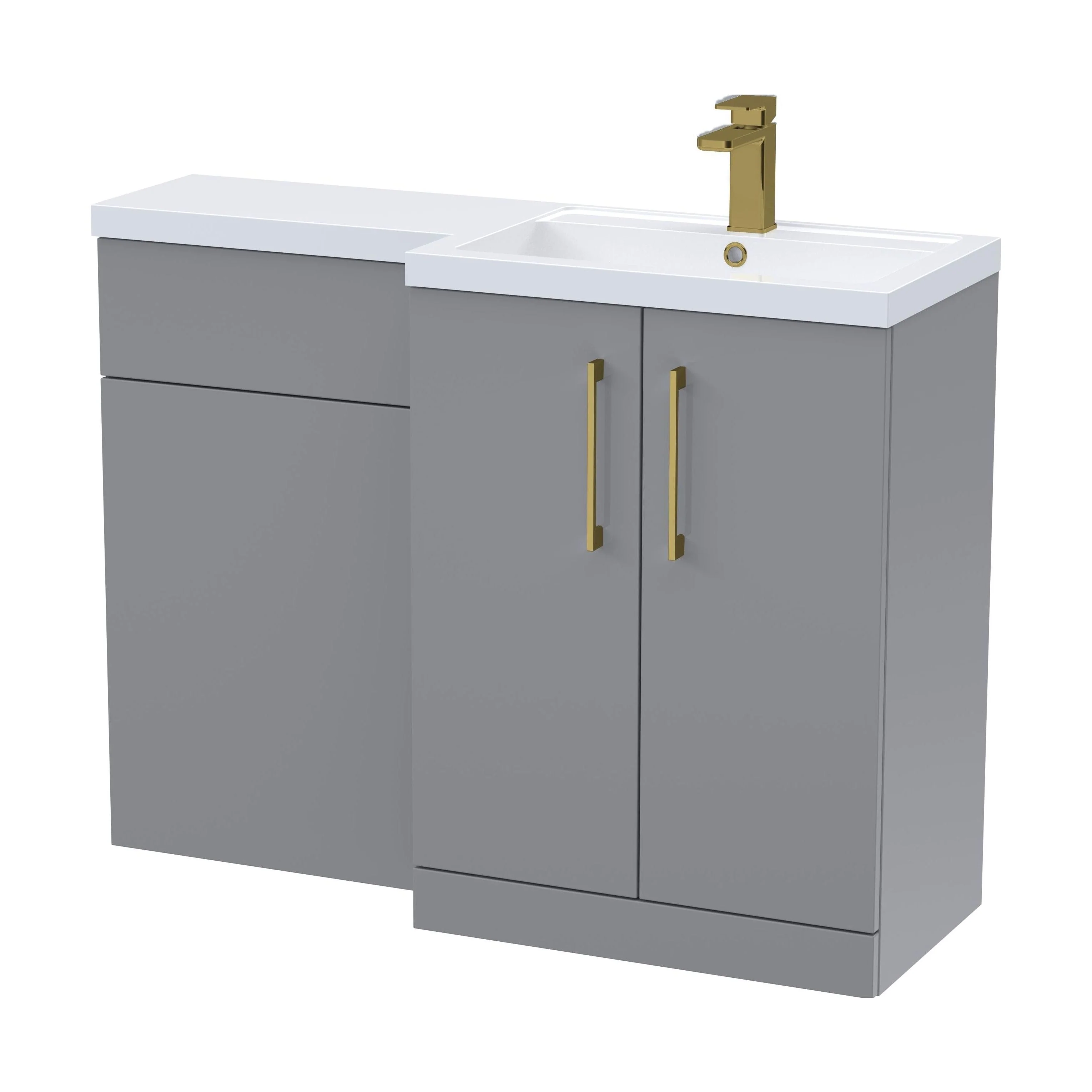 Bramshall Combination Vanity Unit with Basin & WC, Right Hand, 1100mm x 390mm - Choice of Colour and Handle Finish - Image 149