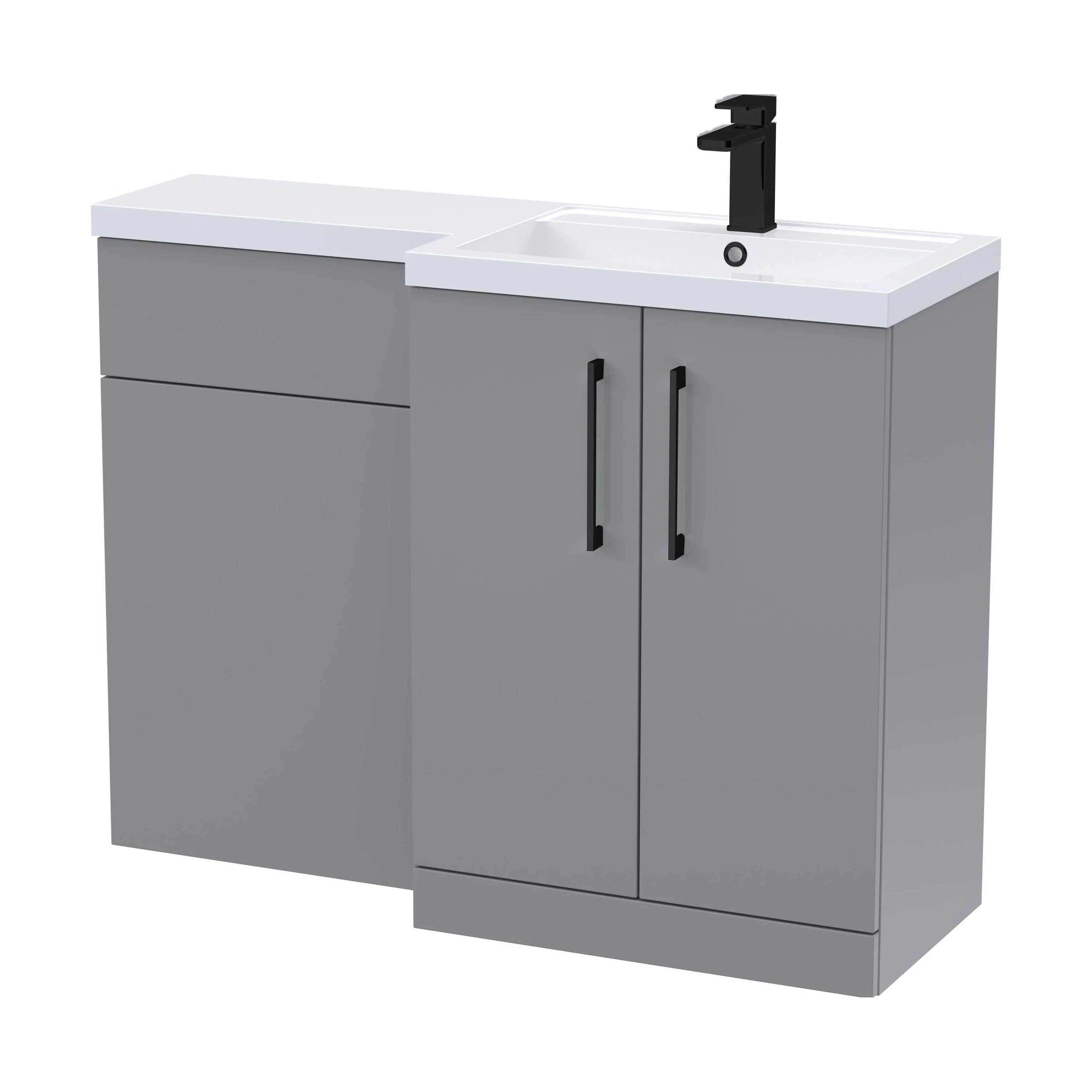 Bramshall Combination Vanity Unit with Basin & WC, Right Hand, 1100mm x 390mm - Choice of Colour and Handle Finish - Image 150