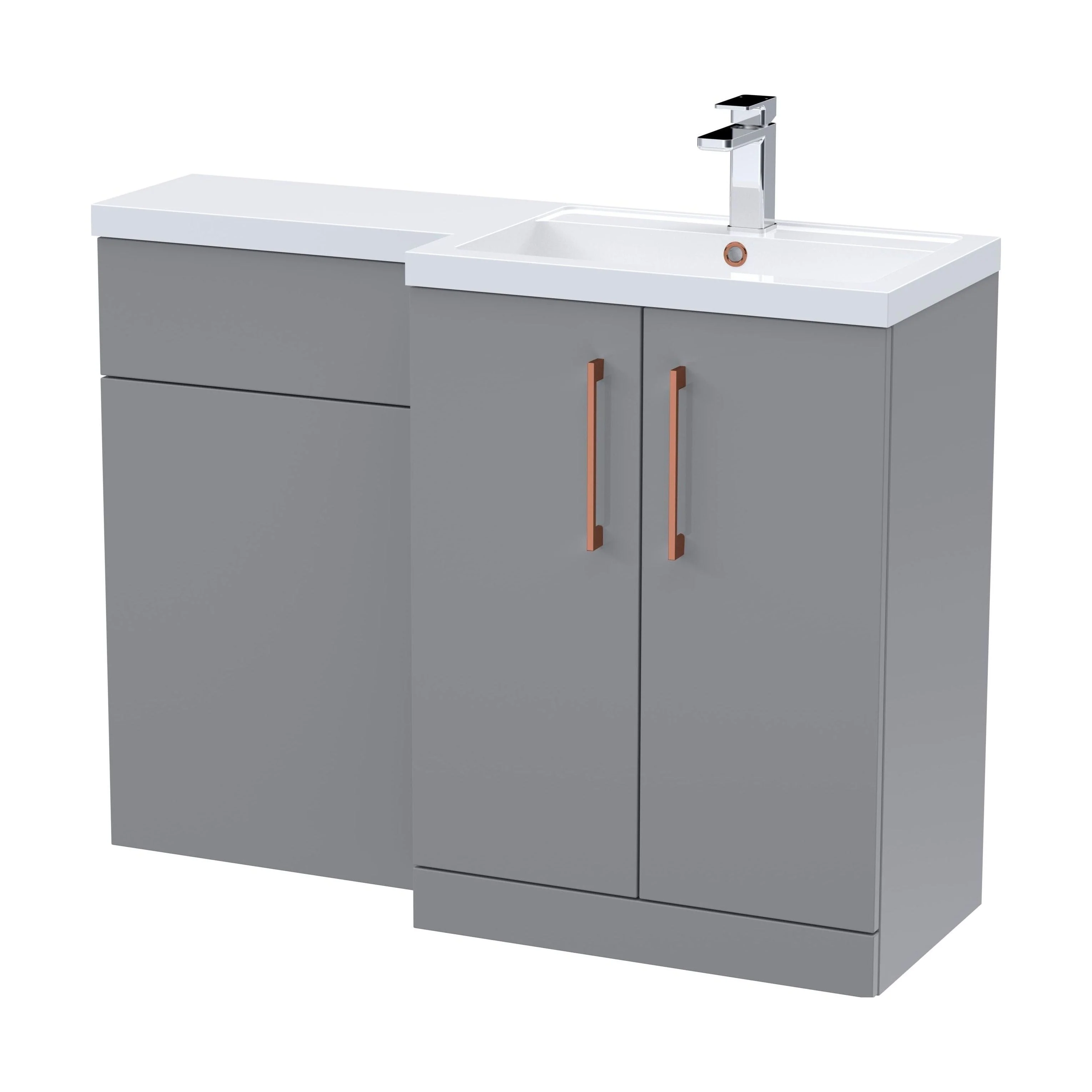 Bramshall Combination Vanity Unit with Basin & WC, Right Hand, 1100mm x 390mm - Choice of Colour and Handle Finish - Image 151