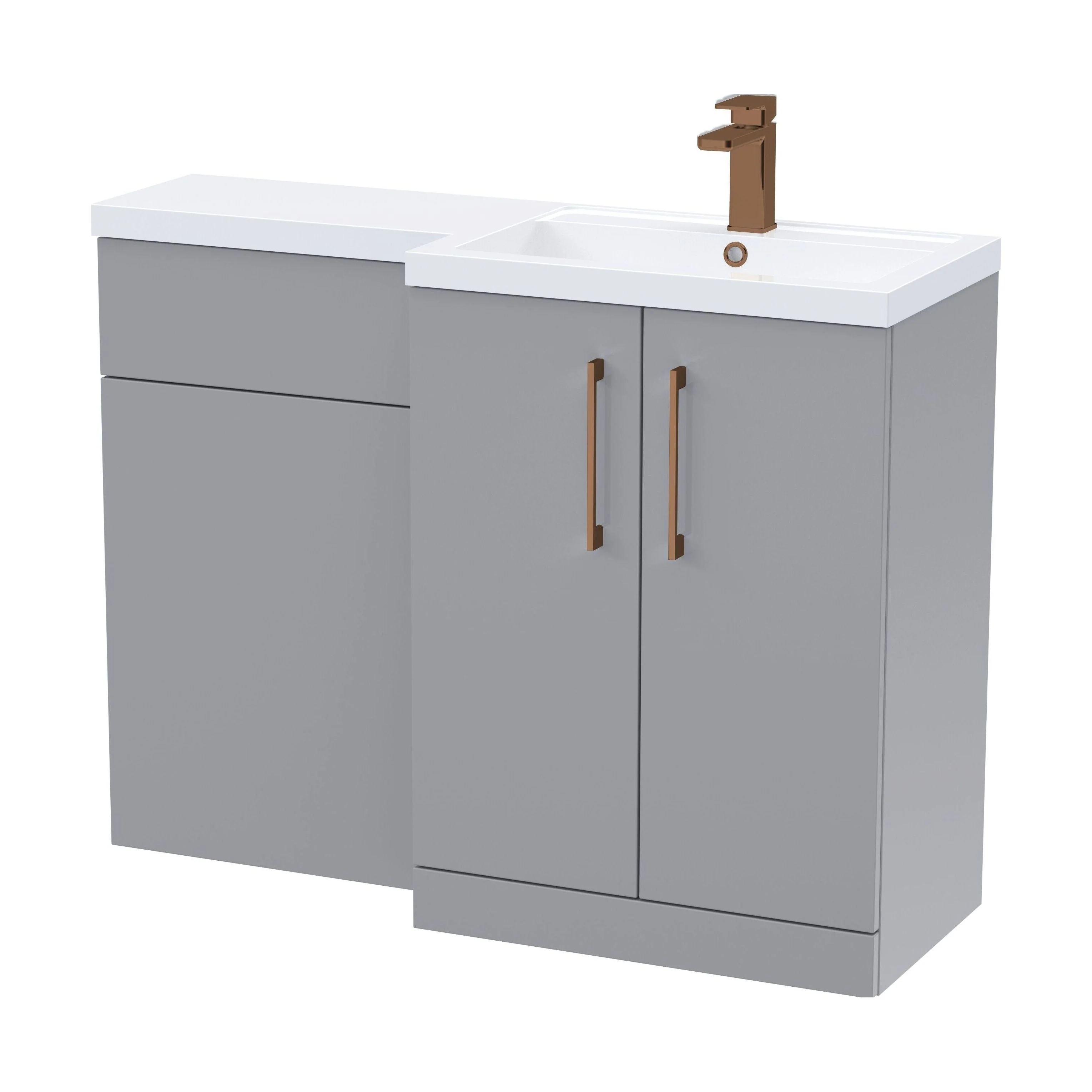 Bramshall Combination Vanity Unit with Basin & WC, Right Hand, 1100mm x 390mm - Choice of Colour and Handle Finish - Image 152