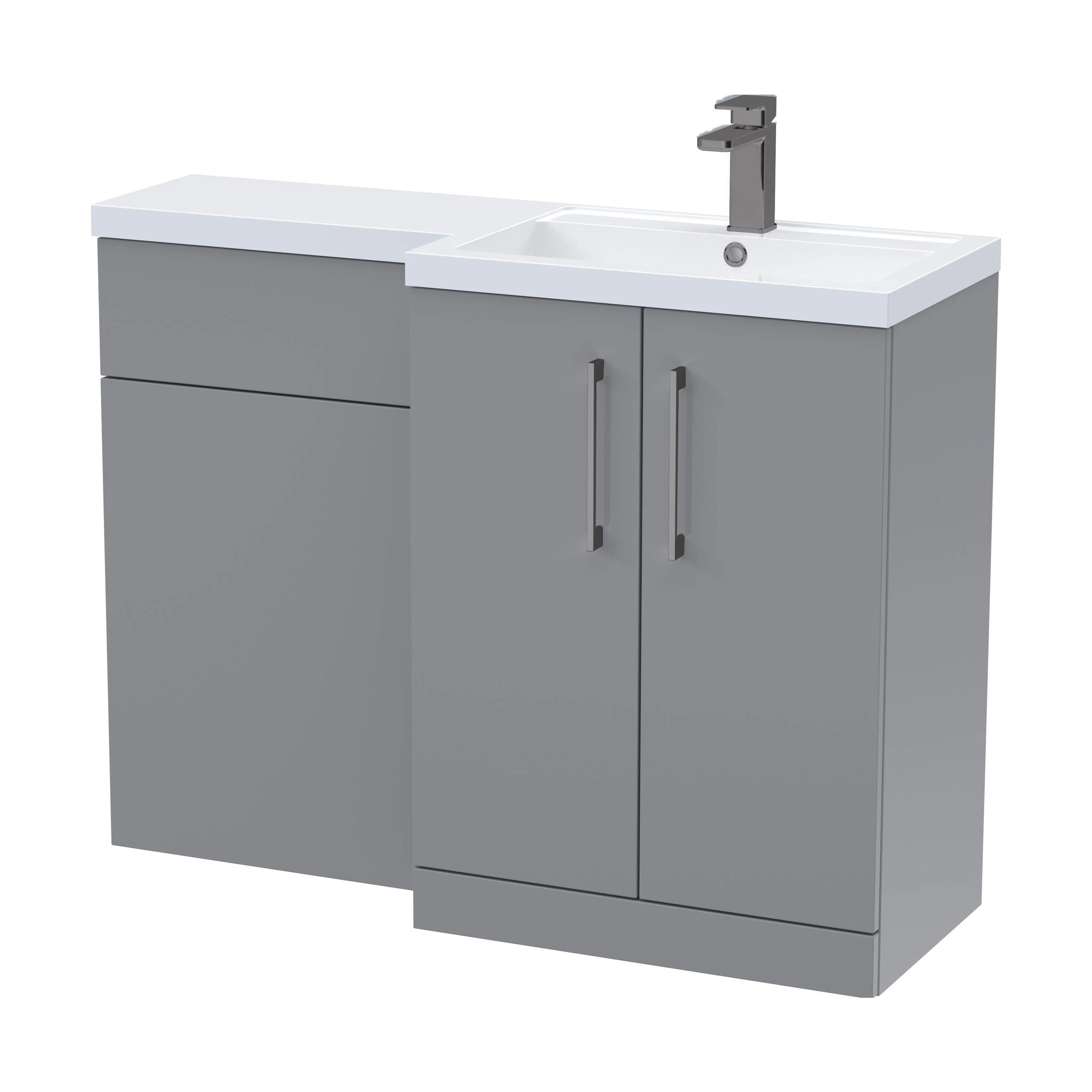 Bramshall Combination Vanity Unit with Basin & WC, Right Hand, 1100mm x 390mm - Choice of Colour and Handle Finish - Image 153