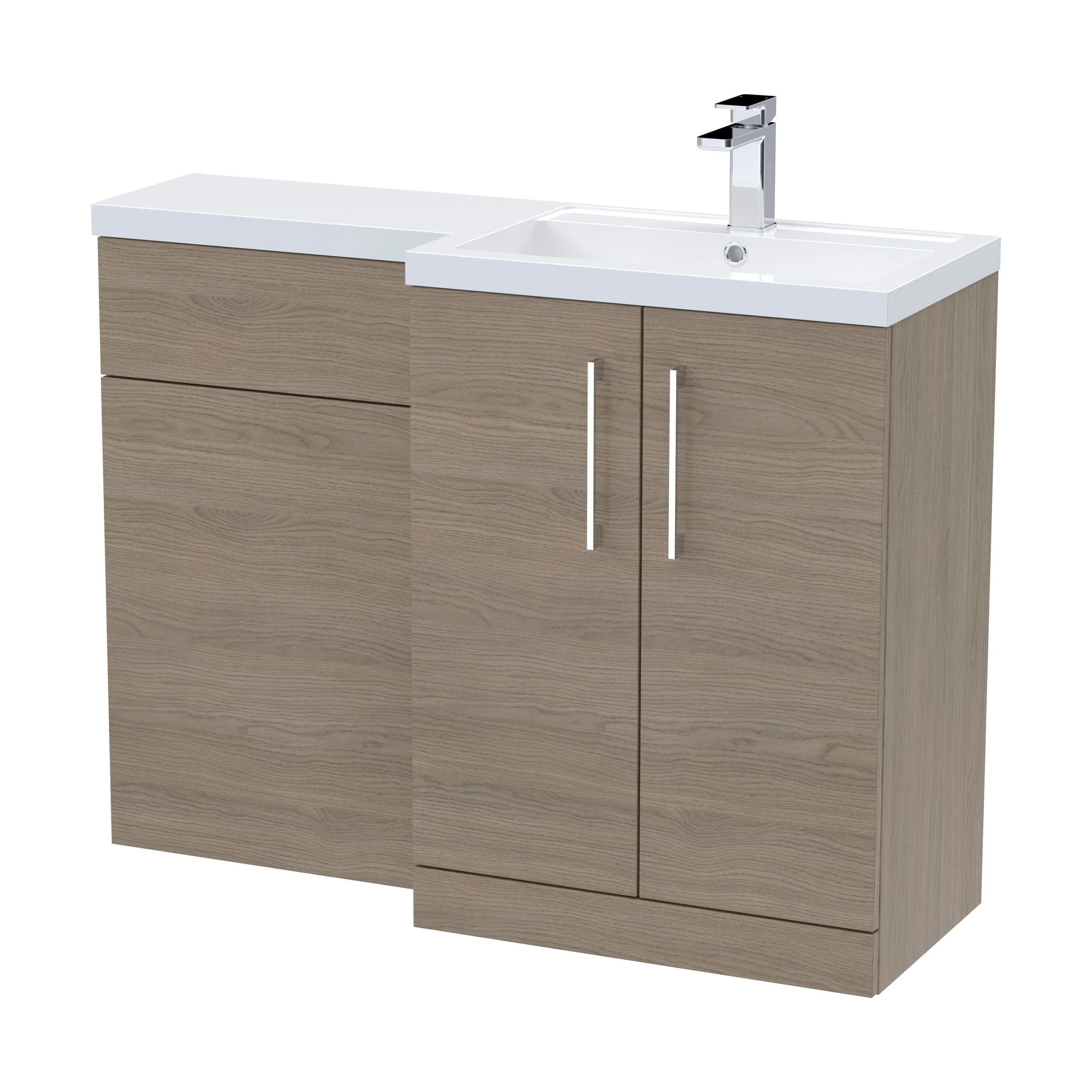Bramshall Combination Vanity Unit with Basin & WC, Right Hand, 1100mm x 390mm - Choice of Colour and Handle Finish - Image 154