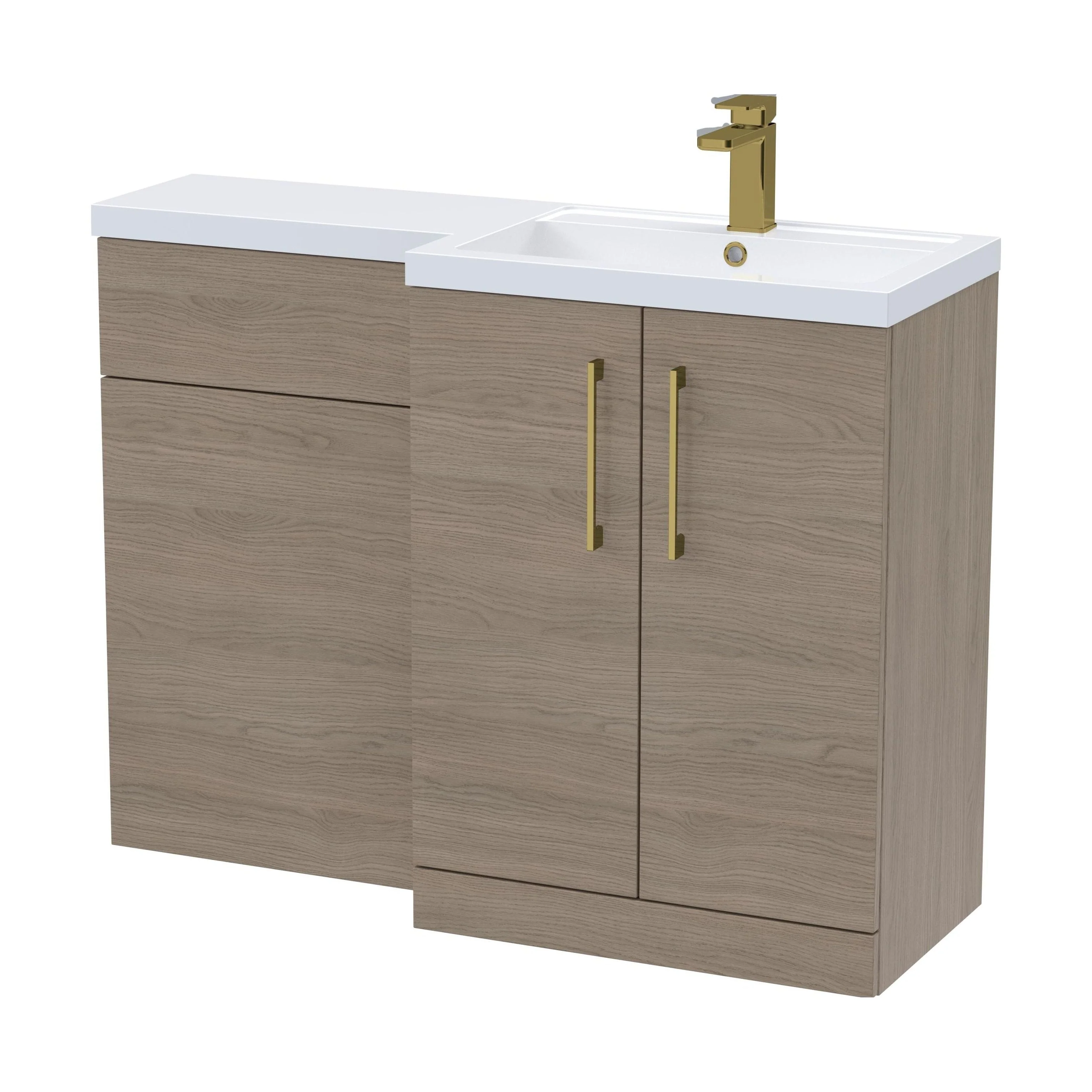 Bramshall Combination Vanity Unit with Basin & WC, Right Hand, 1100mm x 390mm - Choice of Colour and Handle Finish - Image 155