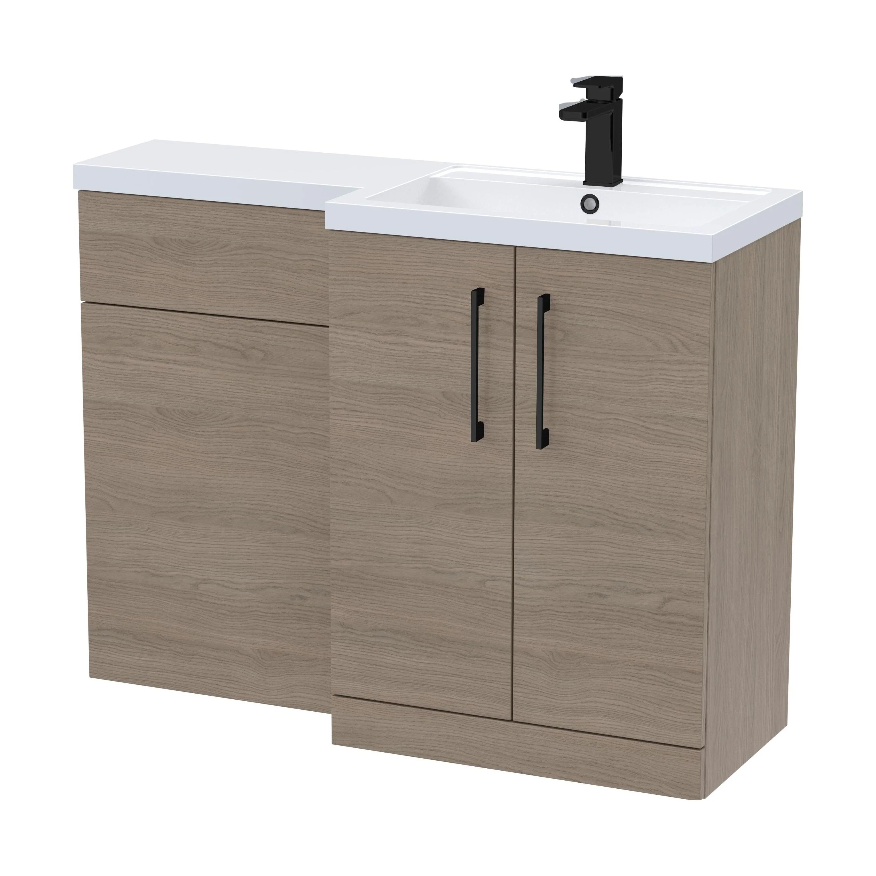 Bramshall Combination Vanity Unit with Basin & WC, Right Hand, 1100mm x 390mm - Choice of Colour and Handle Finish - Image 156