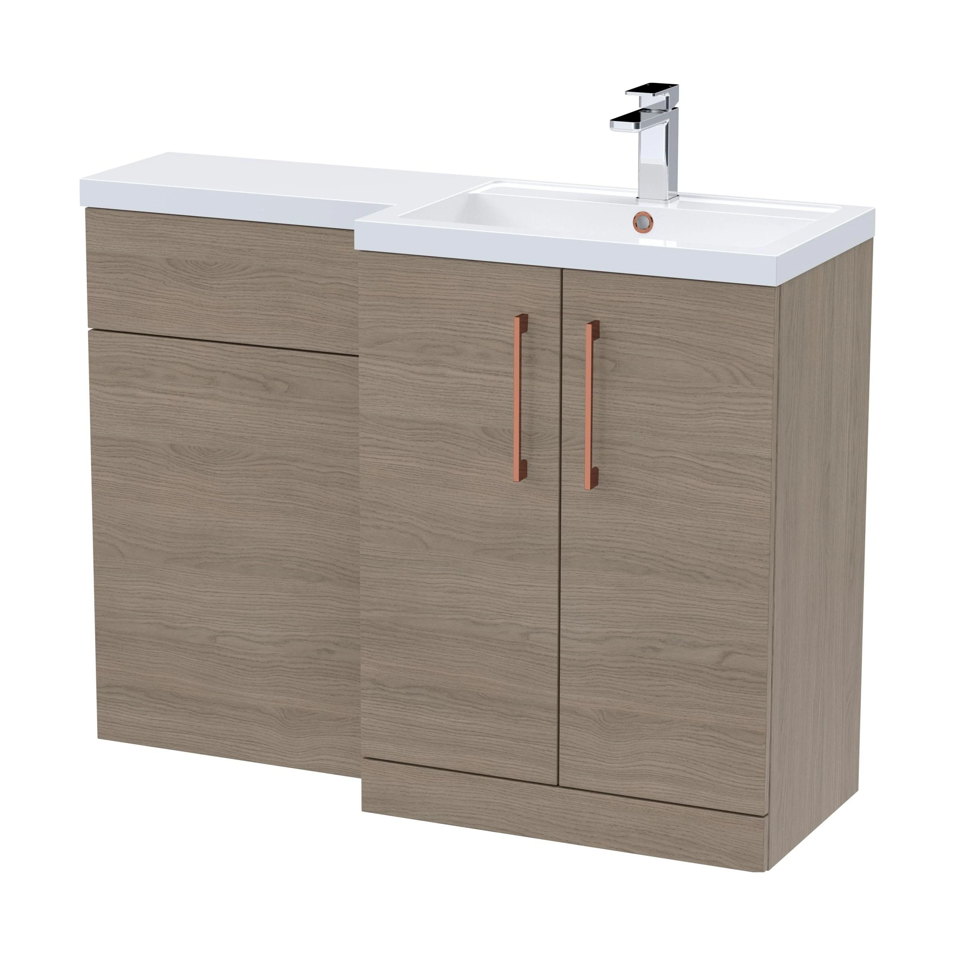 Bramshall Combination Vanity Unit with Basin & WC, Right Hand, 1100mm x 390mm - Choice of Colour and Handle Finish - Image 157