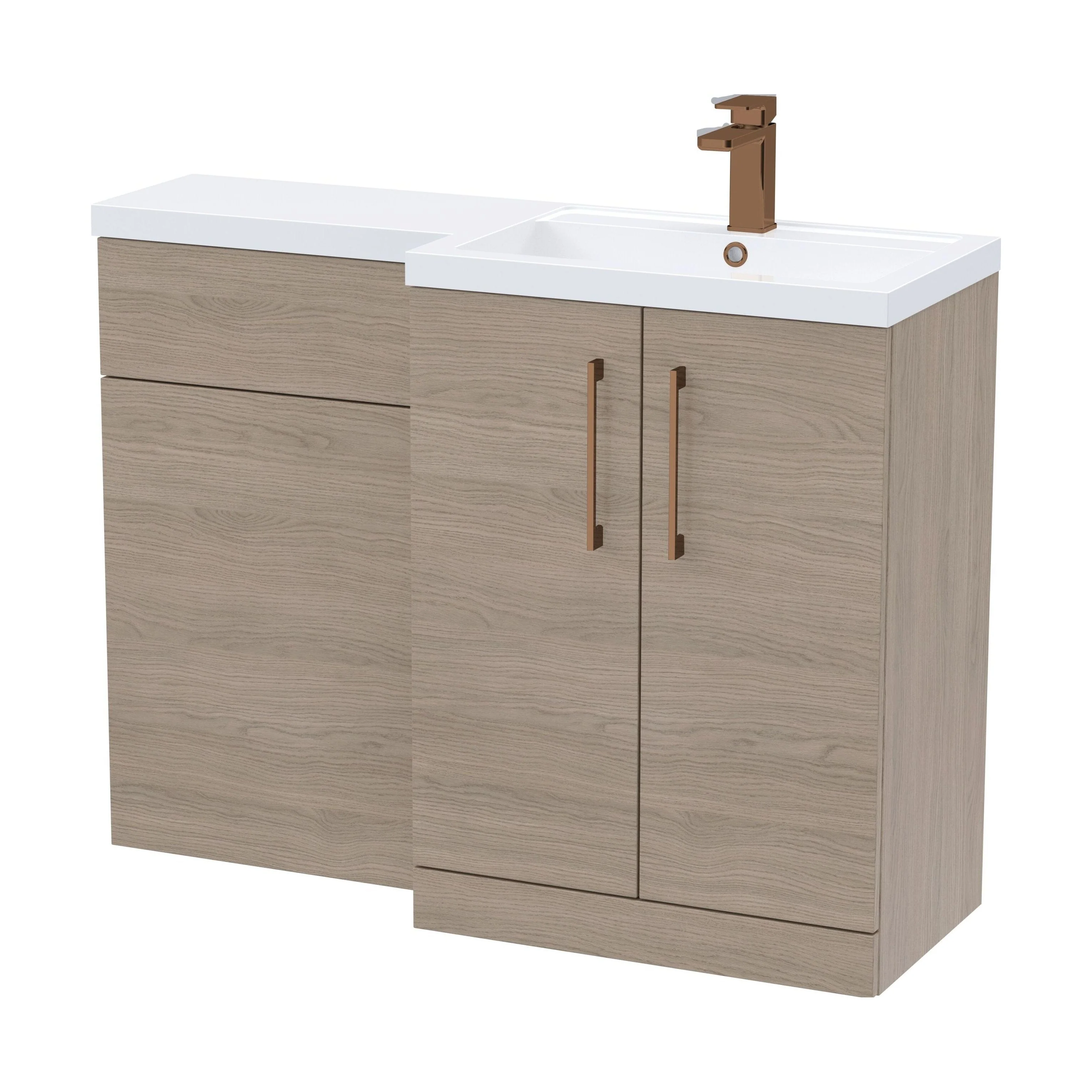 Bramshall Combination Vanity Unit with Basin & WC, Right Hand, 1100mm x 390mm - Choice of Colour and Handle Finish - Image 158