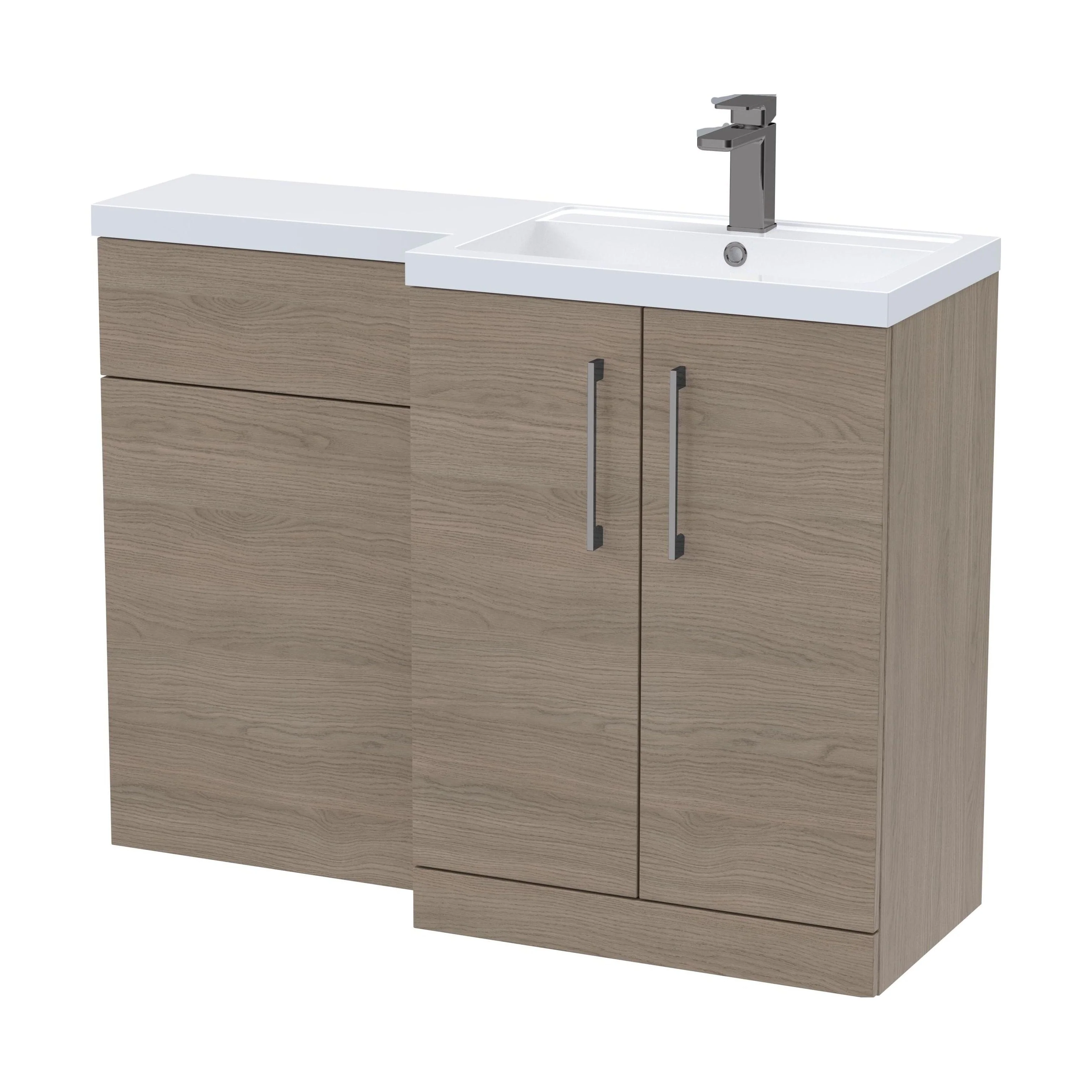Bramshall Combination Vanity Unit with Basin & WC, Right Hand, 1100mm x 390mm - Choice of Colour and Handle Finish - Image 159