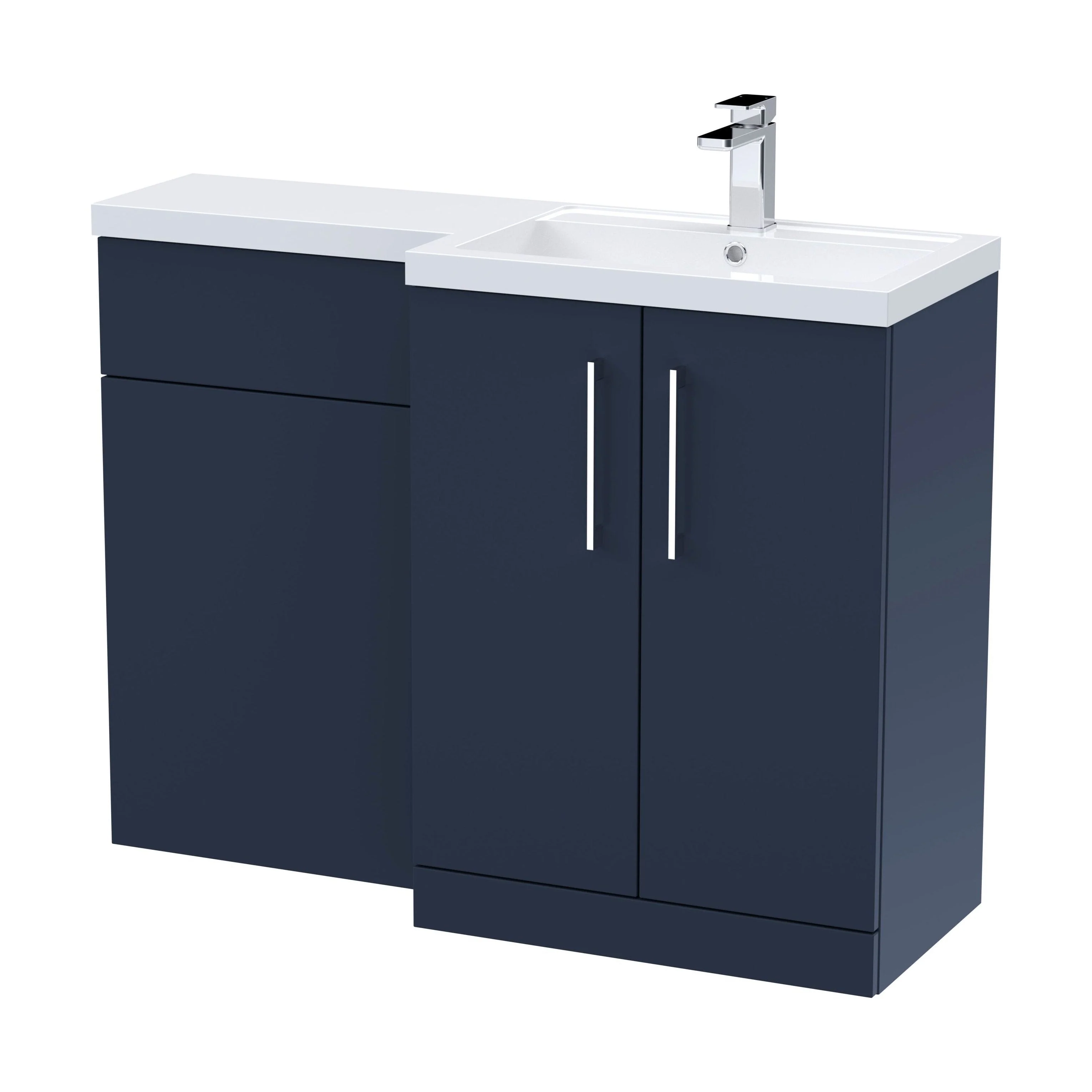 Bramshall Combination Vanity Unit with Basin & WC, Right Hand, 1100mm x 390mm - Choice of Colour and Handle Finish - Image 160