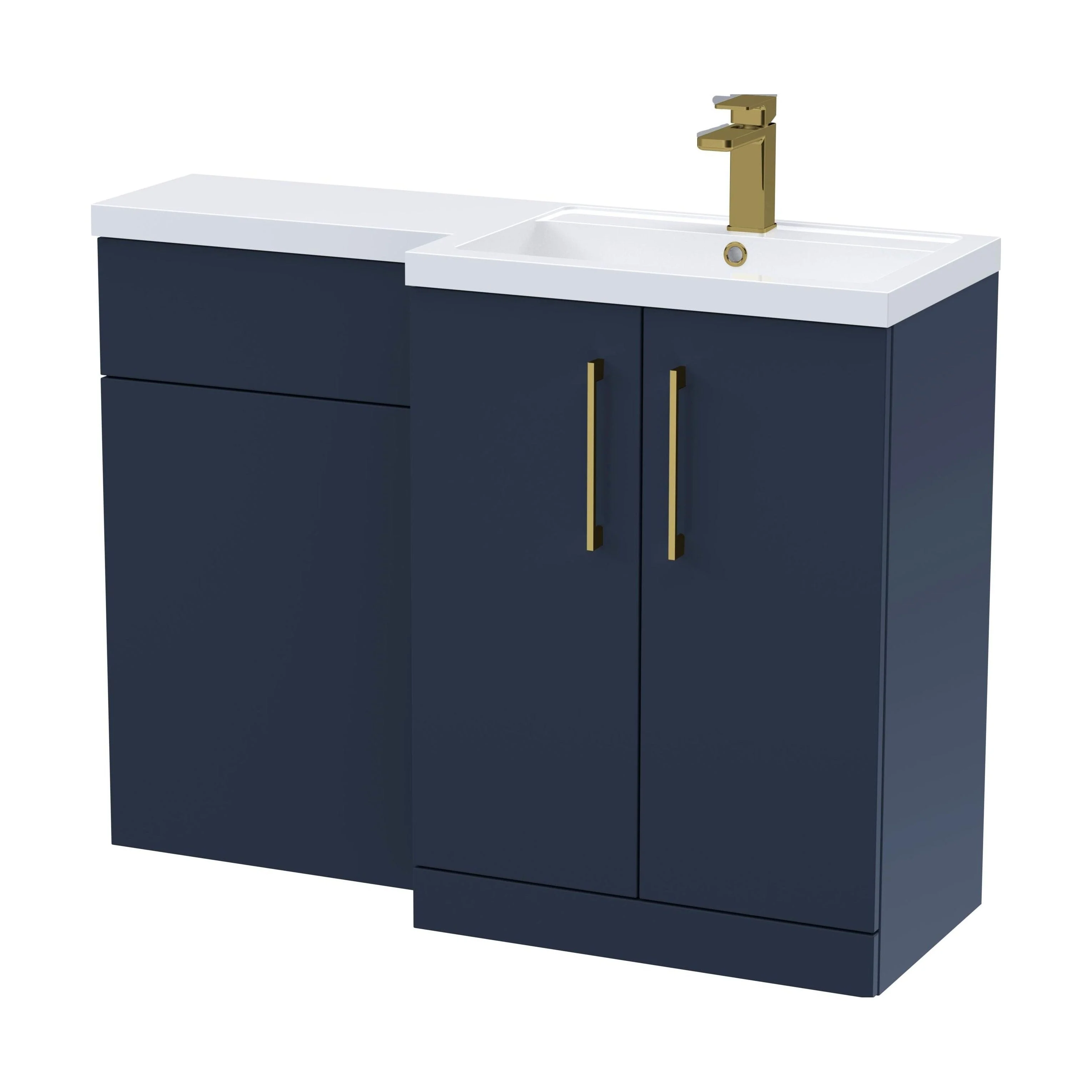 Bramshall Combination Vanity Unit with Basin & WC, Right Hand, 1100mm x 390mm - Choice of Colour and Handle Finish - Image 161
