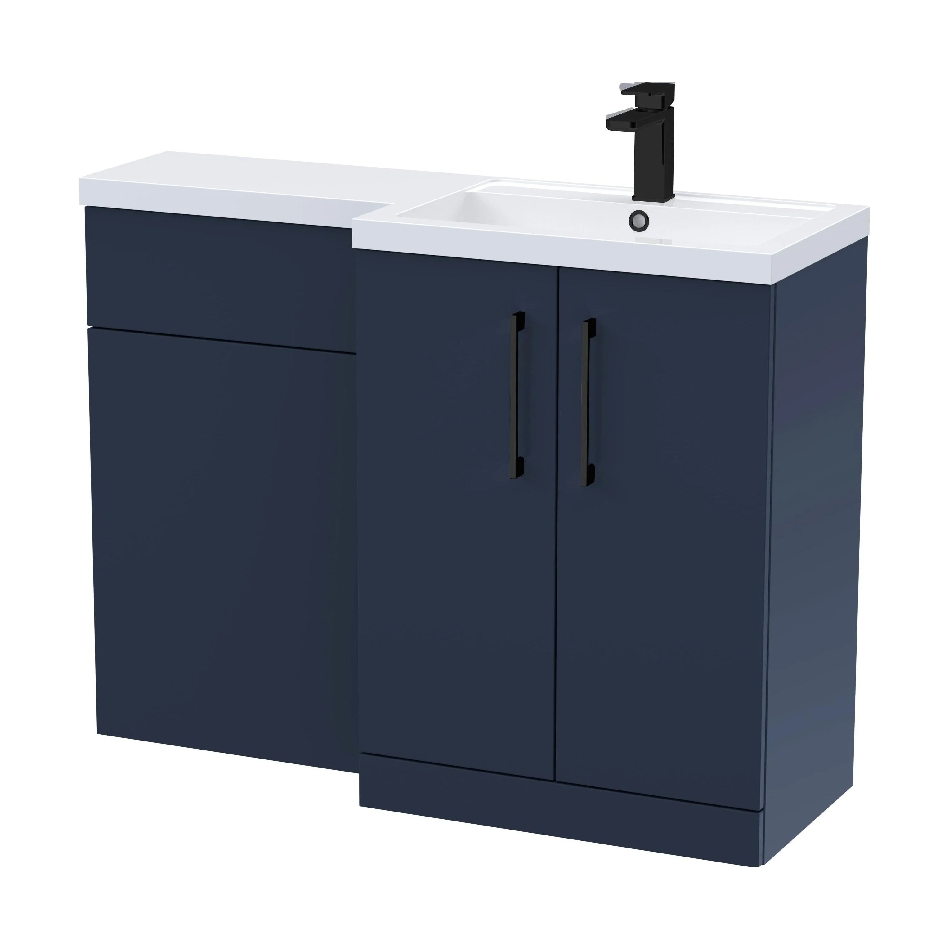 Bramshall Combination Vanity Unit with Basin & WC, Right Hand, 1100mm x 390mm - Choice of Colour and Handle Finish - Image 162