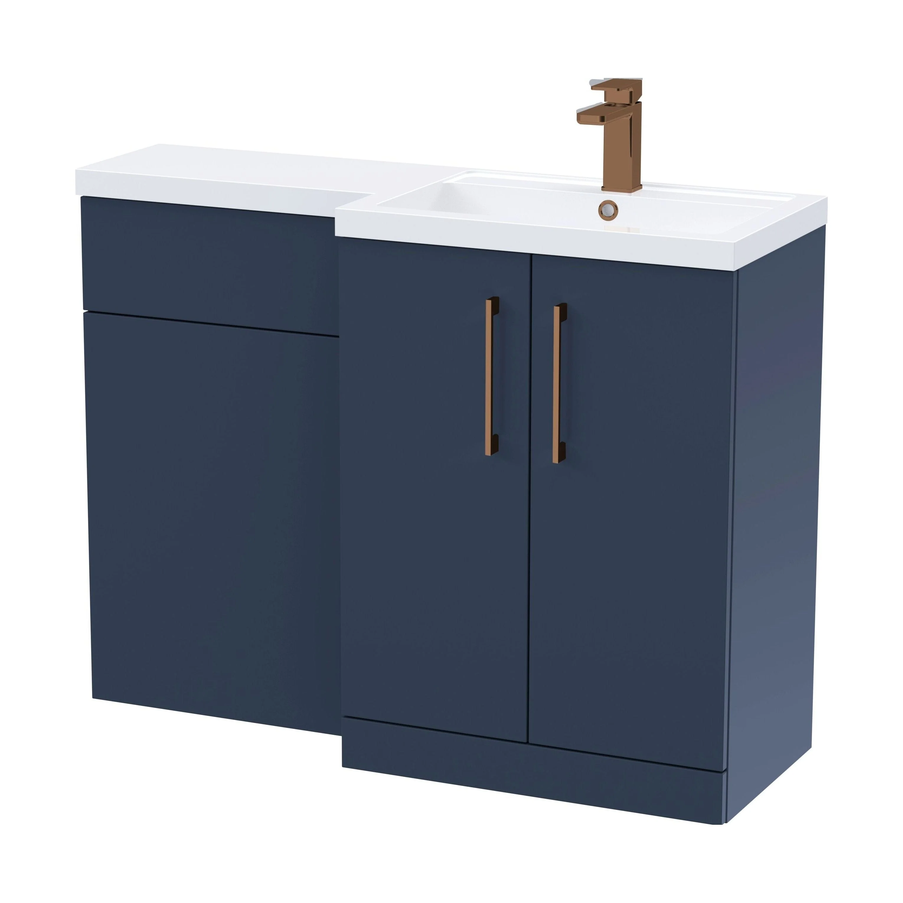 Bramshall Combination Vanity Unit with Basin & WC, Right Hand, 1100mm x 390mm - Choice of Colour and Handle Finish - Image 164